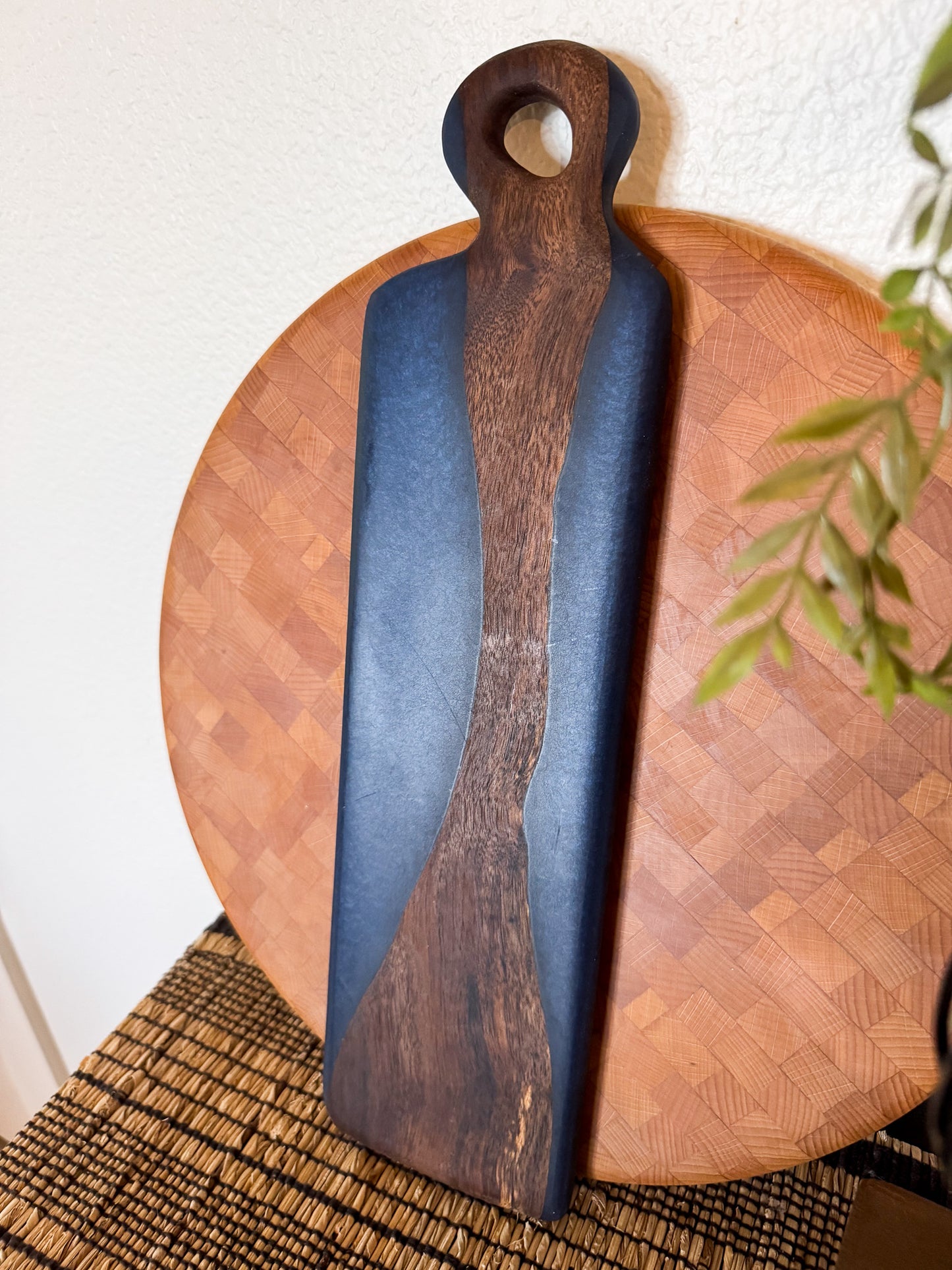 Walnut and blue epoxy board - skinny