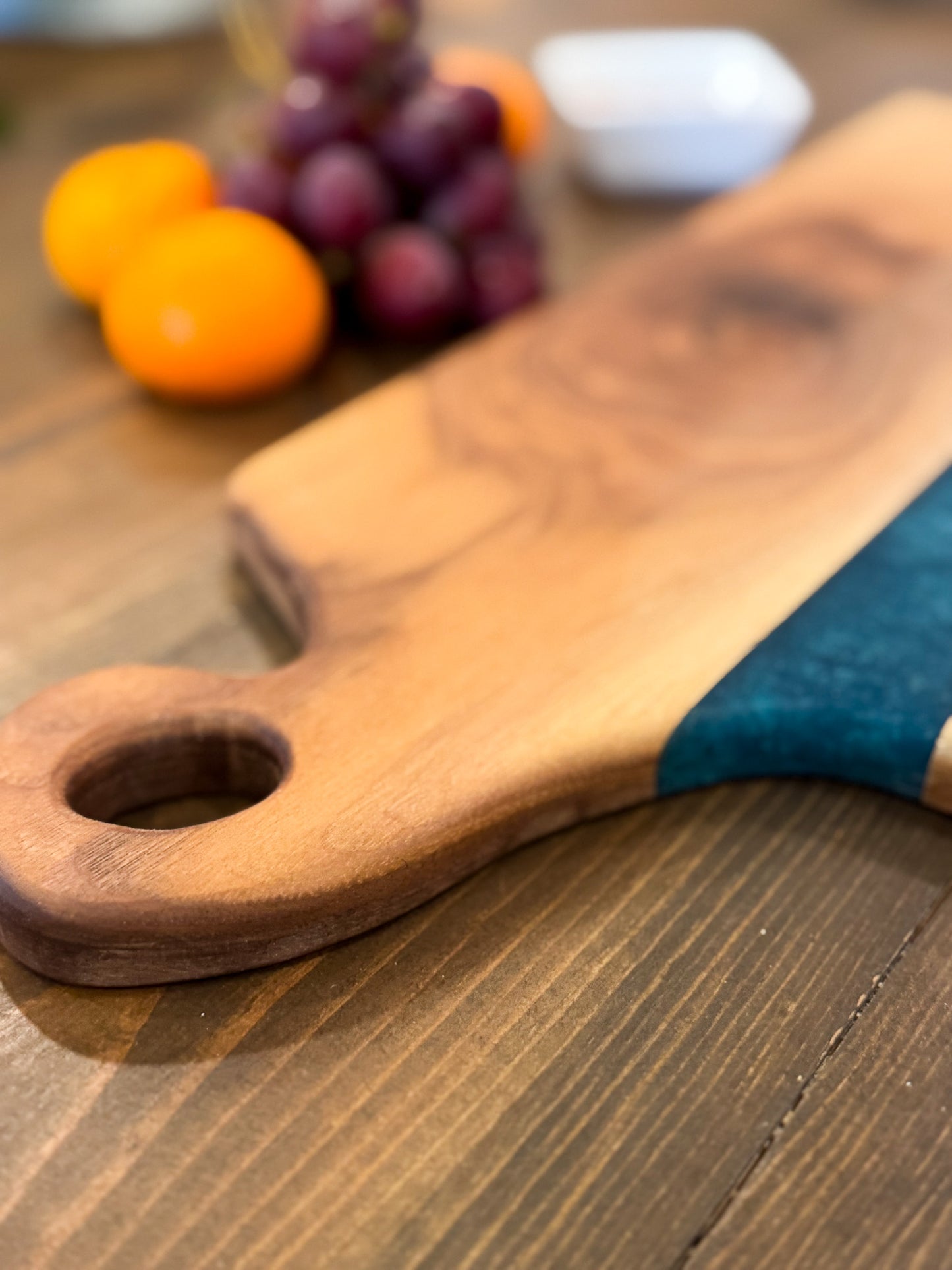 Charcuterie Board, Maple with Turquoise Epoxy