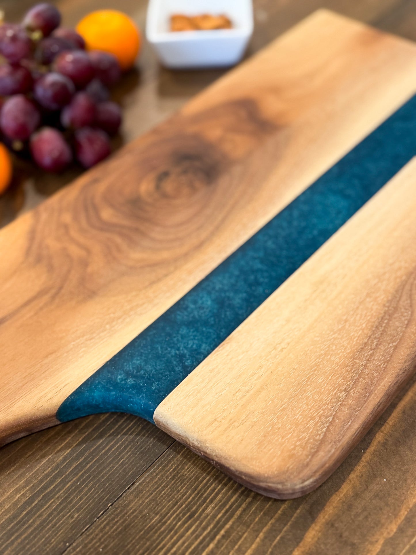 Charcuterie Board, Maple with Turquoise Epoxy