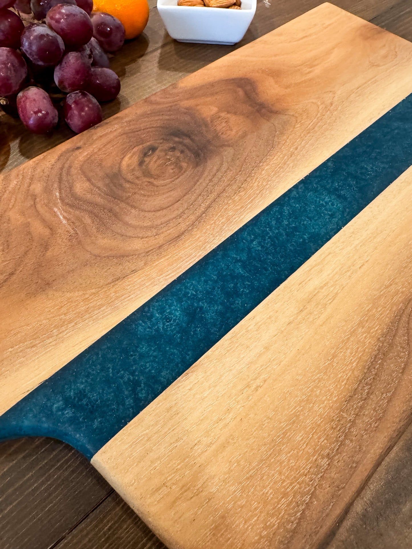 Charcuterie Board, Maple with Turquoise Epoxy