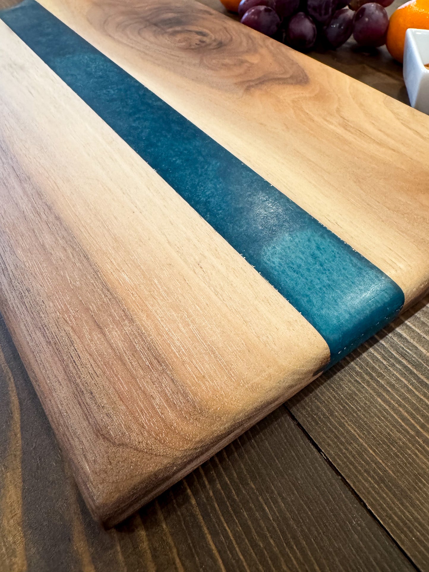 Charcuterie Board, Maple with Turquoise Epoxy