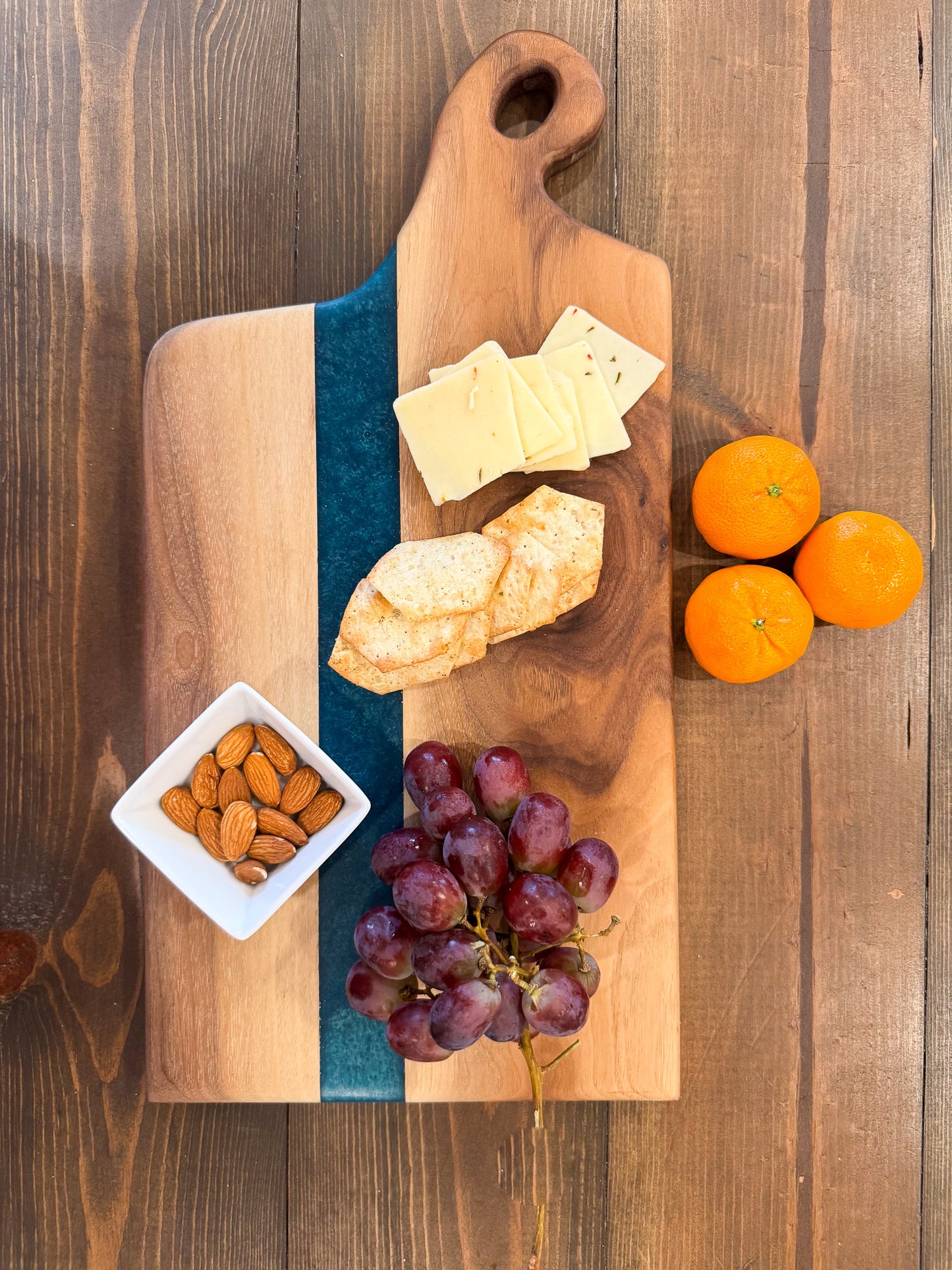 Charcuterie Board, Maple with Turquoise Epoxy