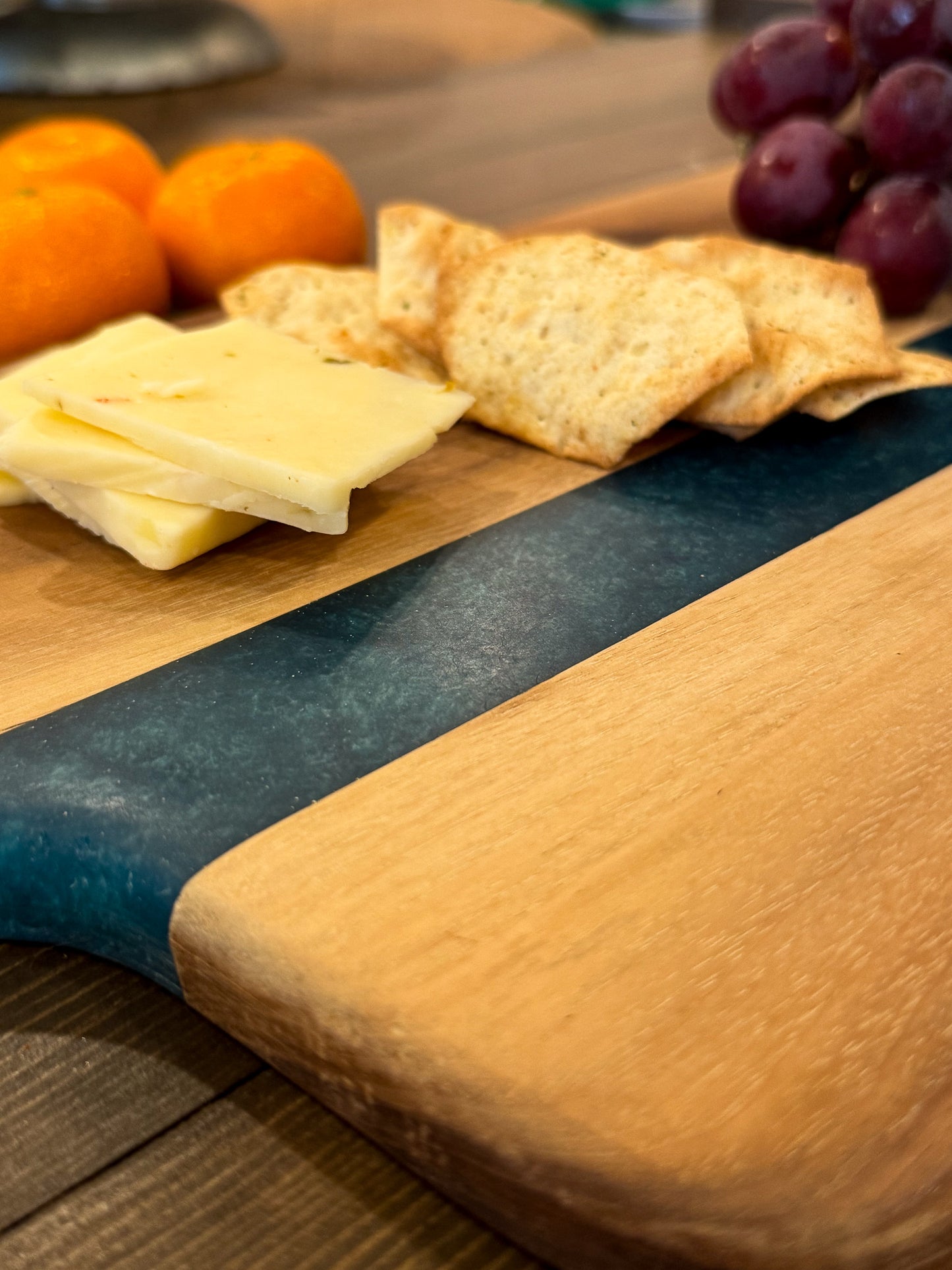 Charcuterie Board, Maple with Turquoise Epoxy
