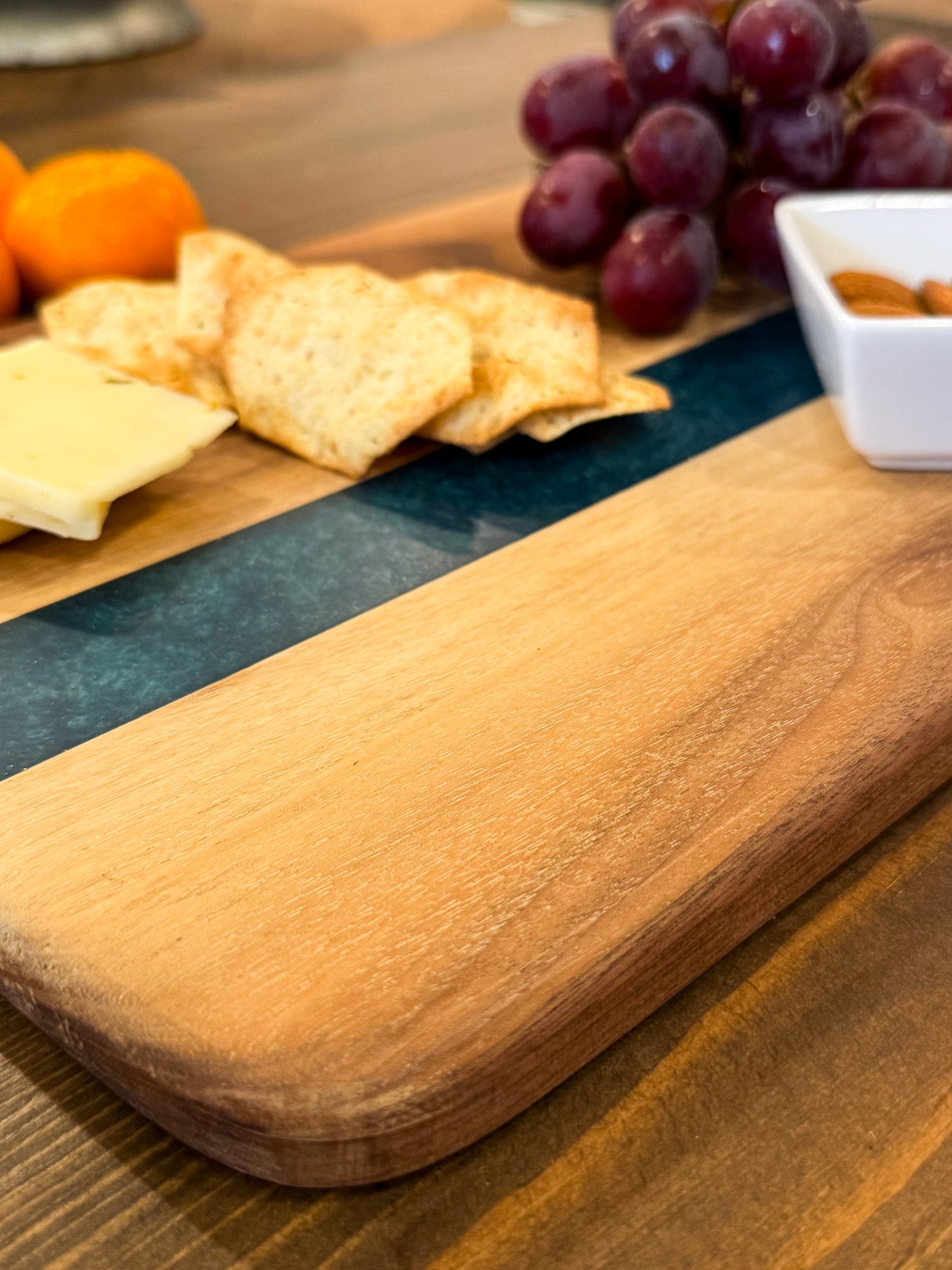Charcuterie Board, Maple with Turquoise Epoxy