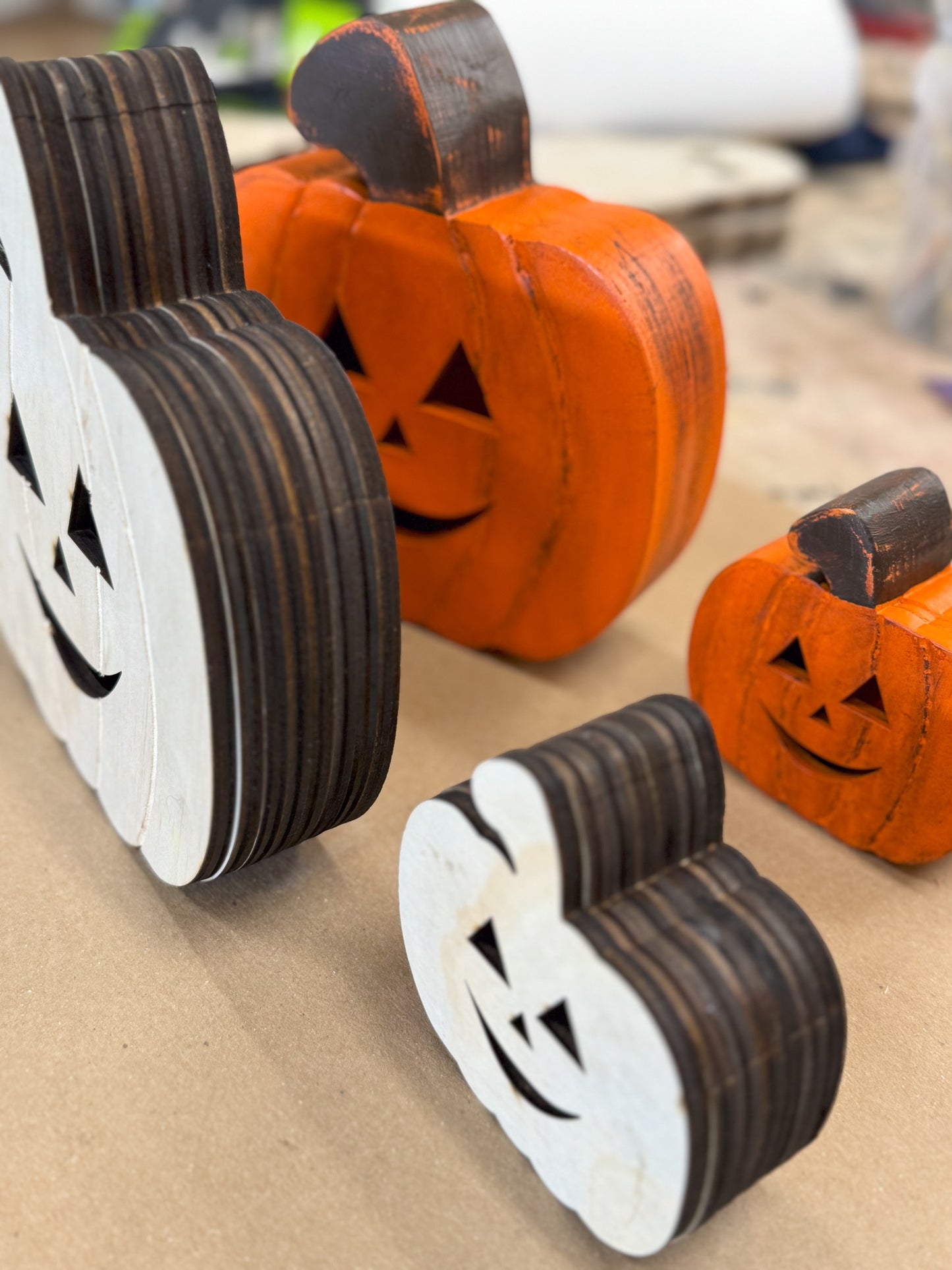 Rustic Wooden Pumpkin Tea Light Lanterns – Set of 2