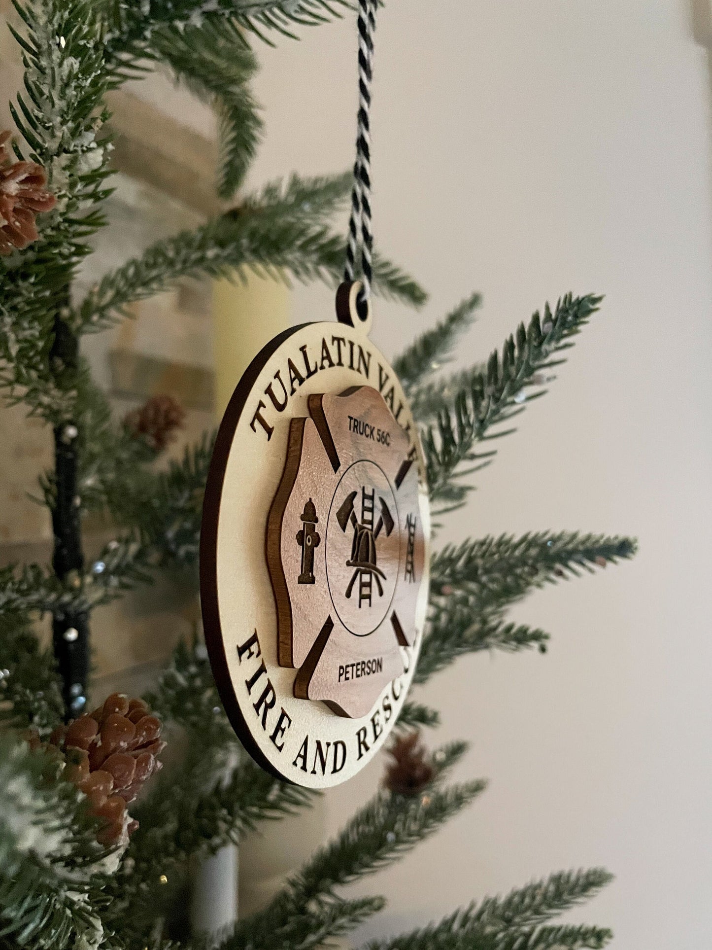 Firefighter ornament,First responder ornament, Fire house, Fire and Rescue, Personalized with department, station, shift and apparatus.