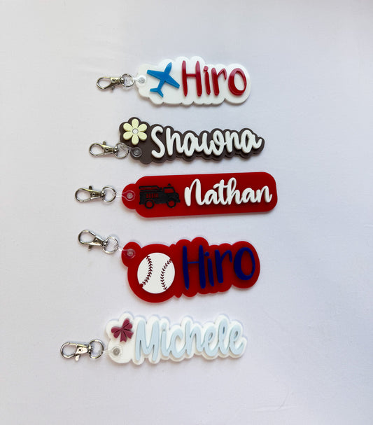 Custom Acrylic Name Keychain or Book Bag Tag – Personalized with Symbol