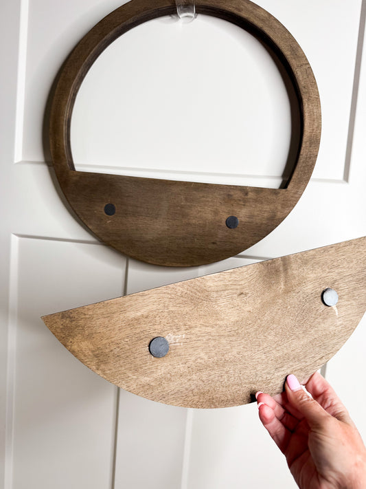 Holiday / Seasonal hanging display base. WITH MAGNETIC CHANGEABLE GREETING.