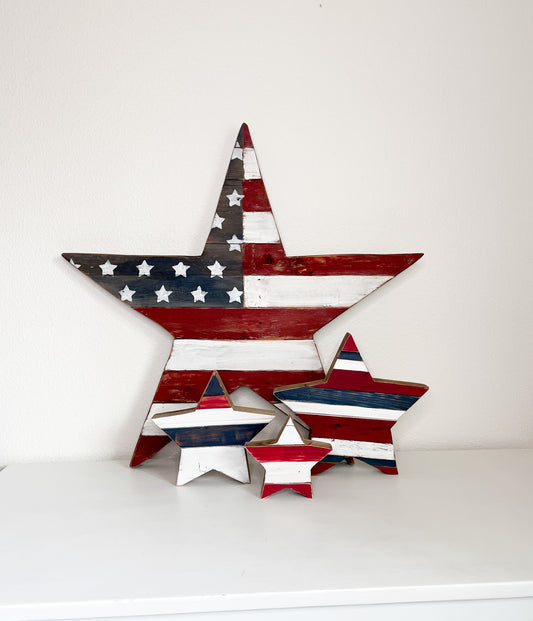 American Flag Star set. Set of 4 reclaimed wood stars.