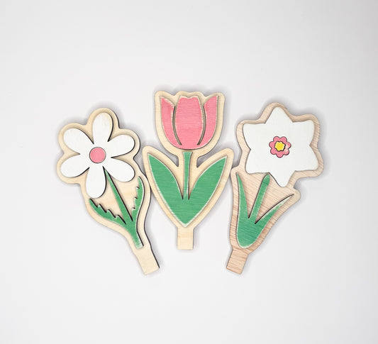Spring Flowers 3 piece bundle ALL WOOD