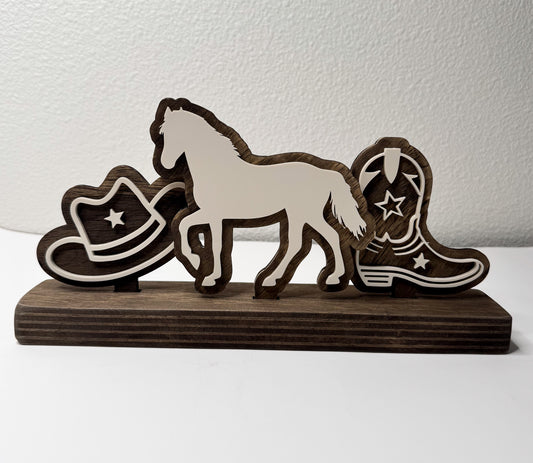 Western, Rodeo themed Acrylic and Wood Inserts 3 Piece Bundle