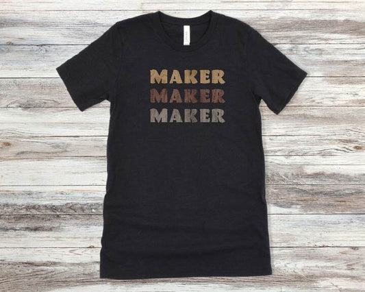 Maker tee, woodworker shop tee.  Wood hobby tee shirt, wood working shirt, wood artist maker tee.