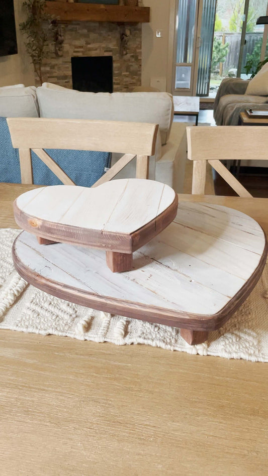 Wood tray riser, charcuterie board, heart shaped tray, heart shape riser
