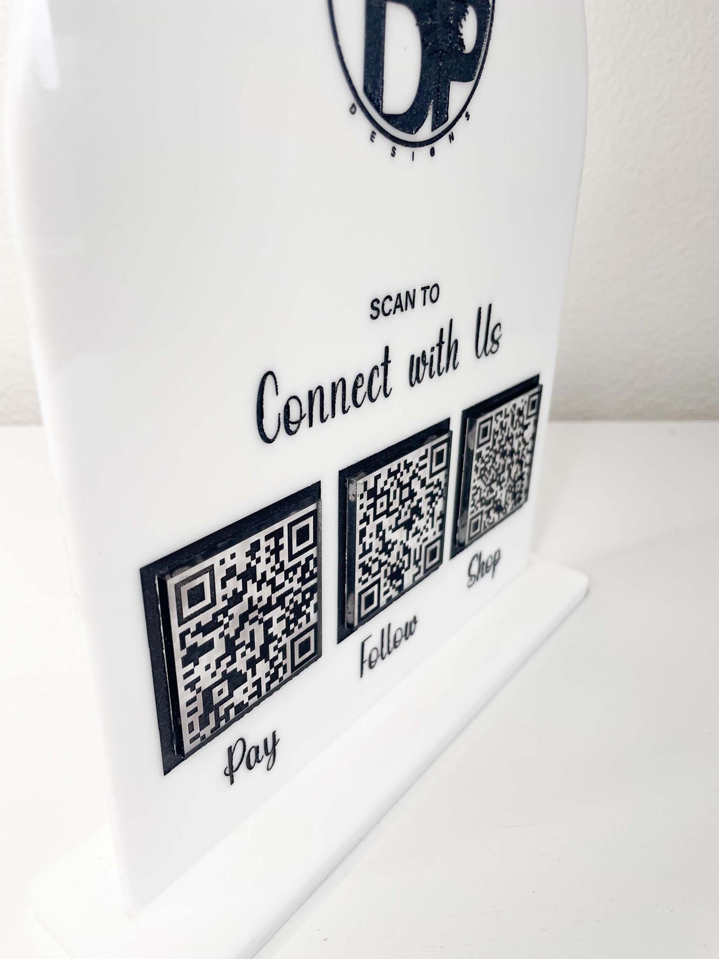 QR code sign large, Market sign, Customizable Business Connect sign. QR code connect with us sign. Vendor, Market QR code scan sign.