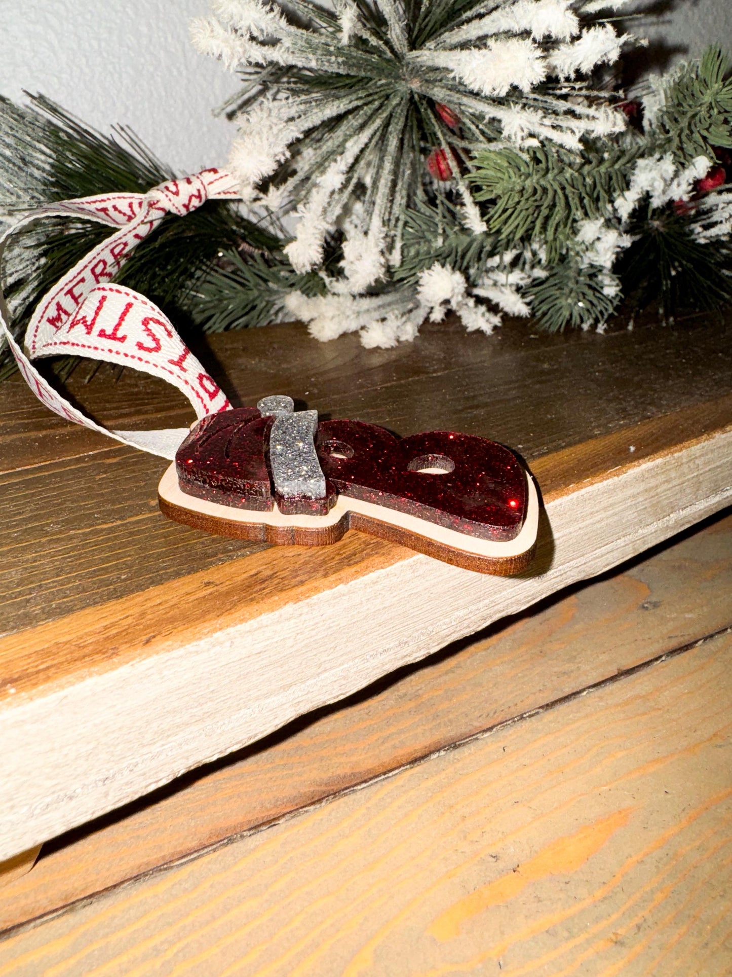 Personalized Glitter Acrylic Christmas Ornament  Laser Cut Name Tag