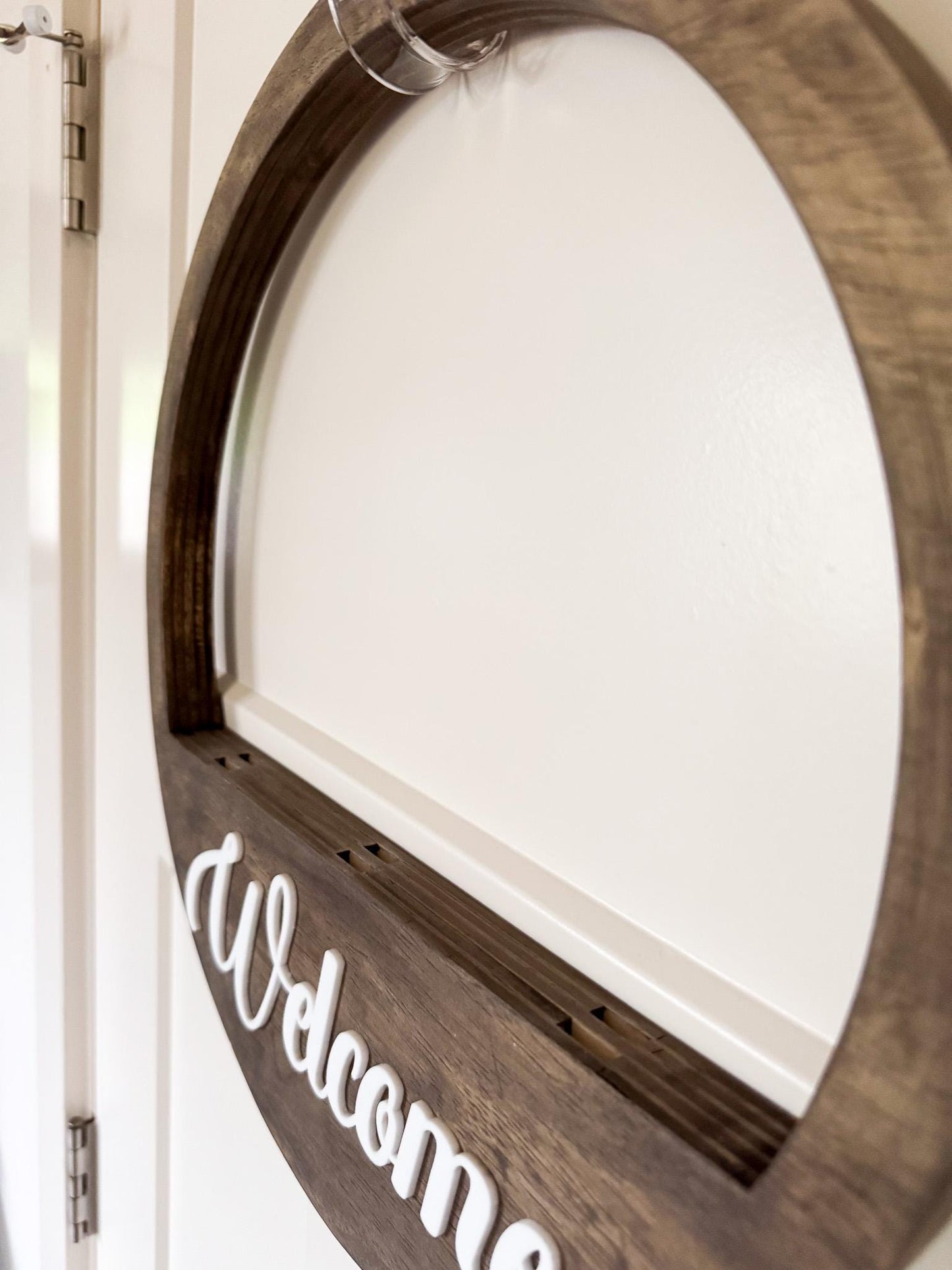 Wood Door Hanger Base  16" Round Wreath for Interchangeable Holiday Inserts, Farmhouse Seasonal Front Door Decor