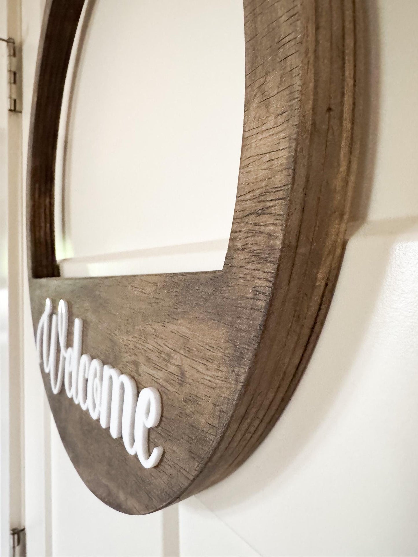 Wood Door Hanger Base  16" Round Wreath for Interchangeable Holiday Inserts, Farmhouse Seasonal Front Door Decor