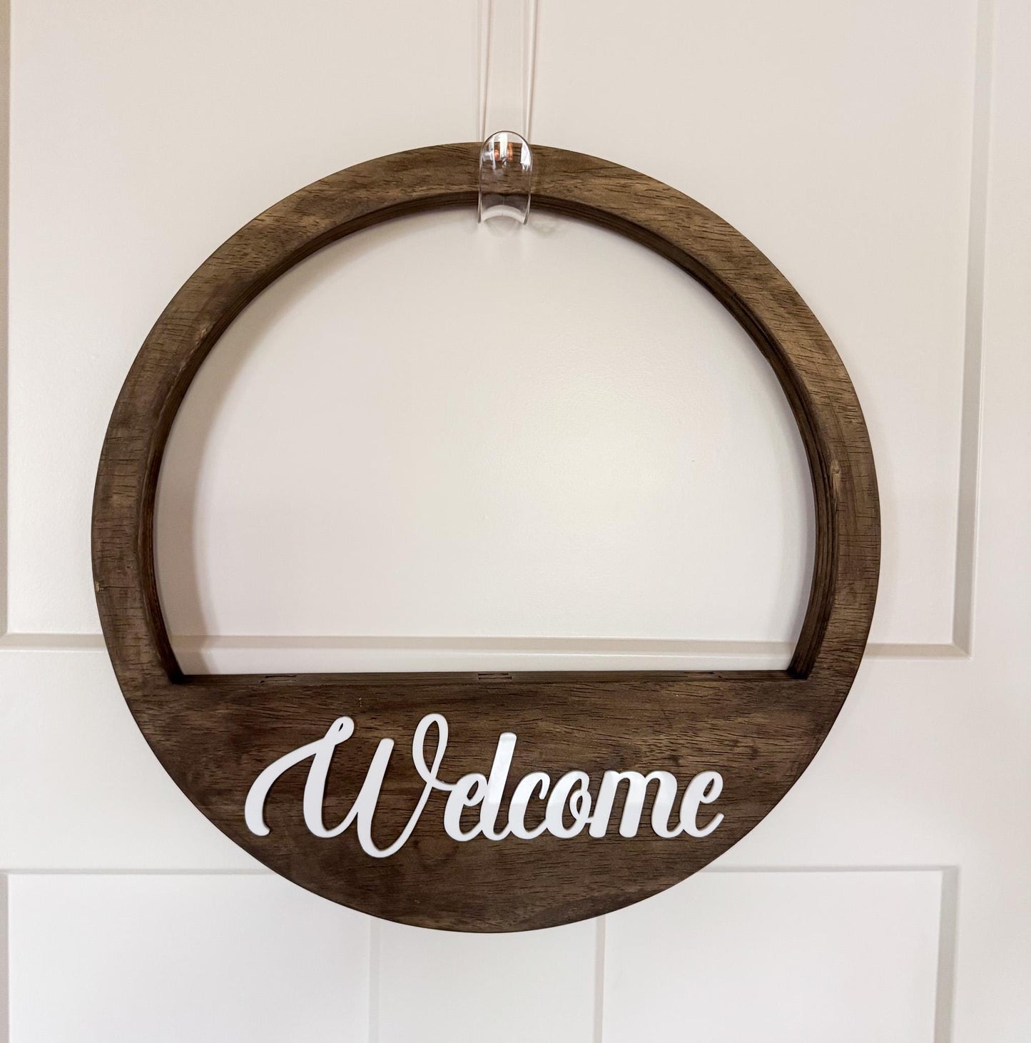 Wood Door Hanger Base  16" Round Wreath for Interchangeable Holiday Inserts, Farmhouse Seasonal Front Door Decor