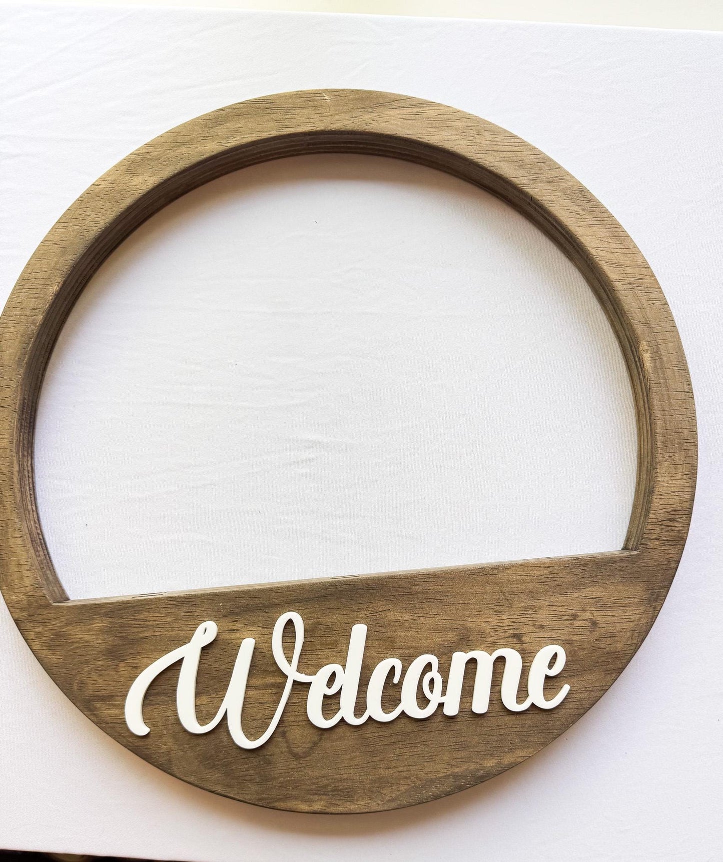 Wood Door Hanger Base  16" Round Wreath for Interchangeable Holiday Inserts, Farmhouse Seasonal Front Door Decor