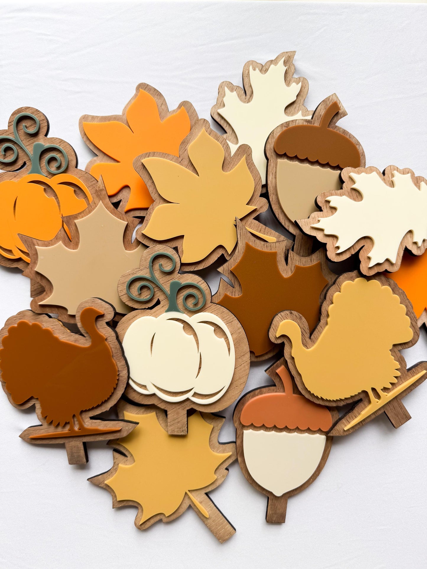 Thanksgiving Inserts  Fall Leaves, Turkey, Pumpkin, Acorn Decor