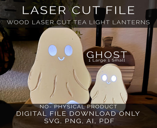 Halloween Ghost Lantern Laser Cut File  Svg, Pdf, Png, AI Digital Download for Glow Lanterns, Tea Light Holders