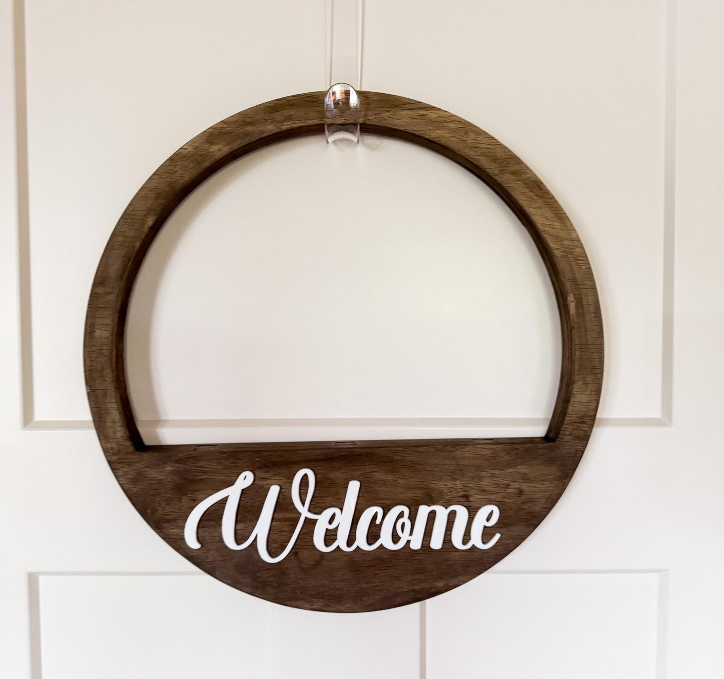 Wood Door Hanger Base  16" Round Wreath for Interchangeable Holiday Inserts, Farmhouse Seasonal Front Door Decor