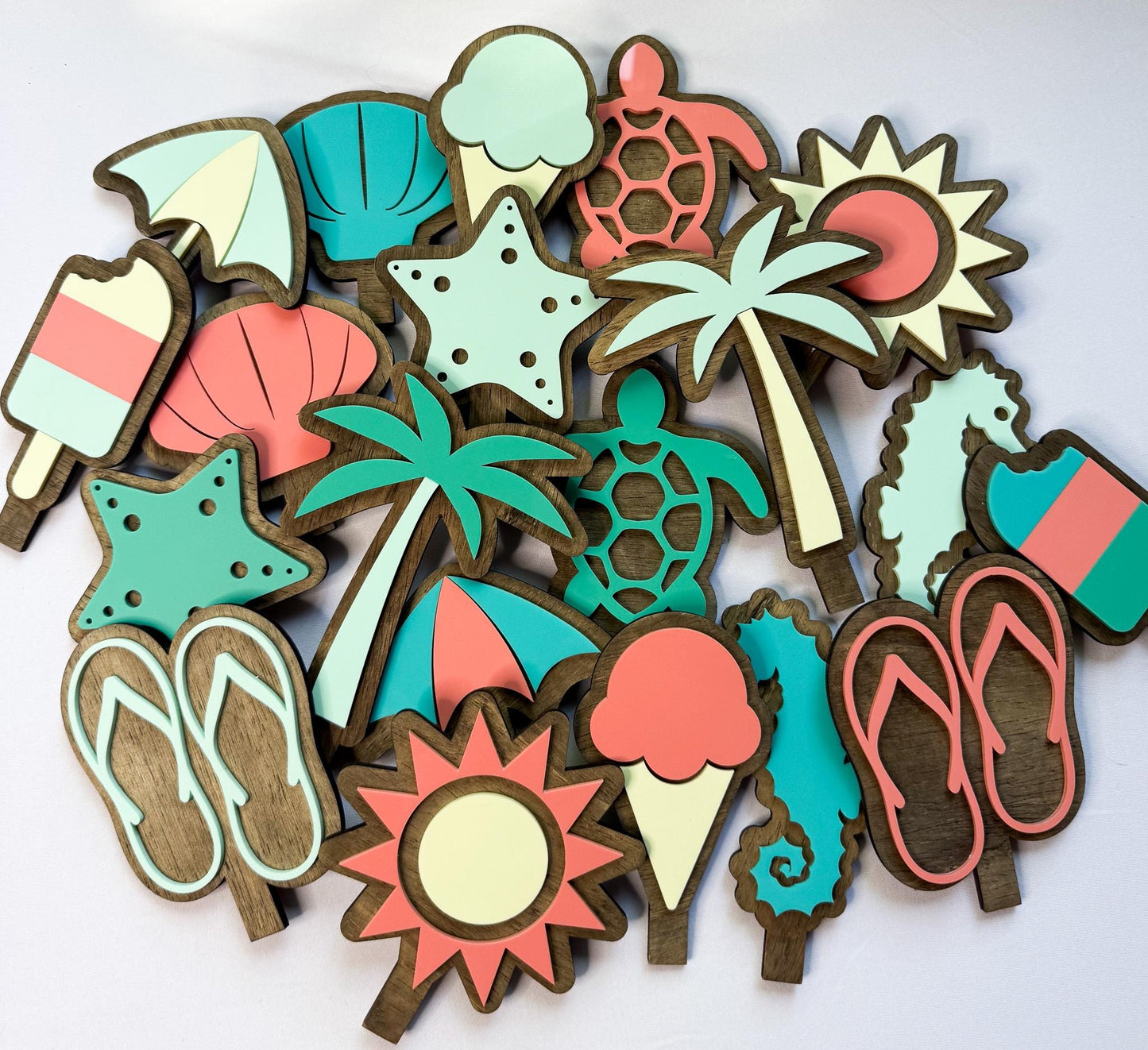 Tropical Acrylic Inserts, Summer Wreath Decor, Sea Turtle, Palm Tree, Starfish