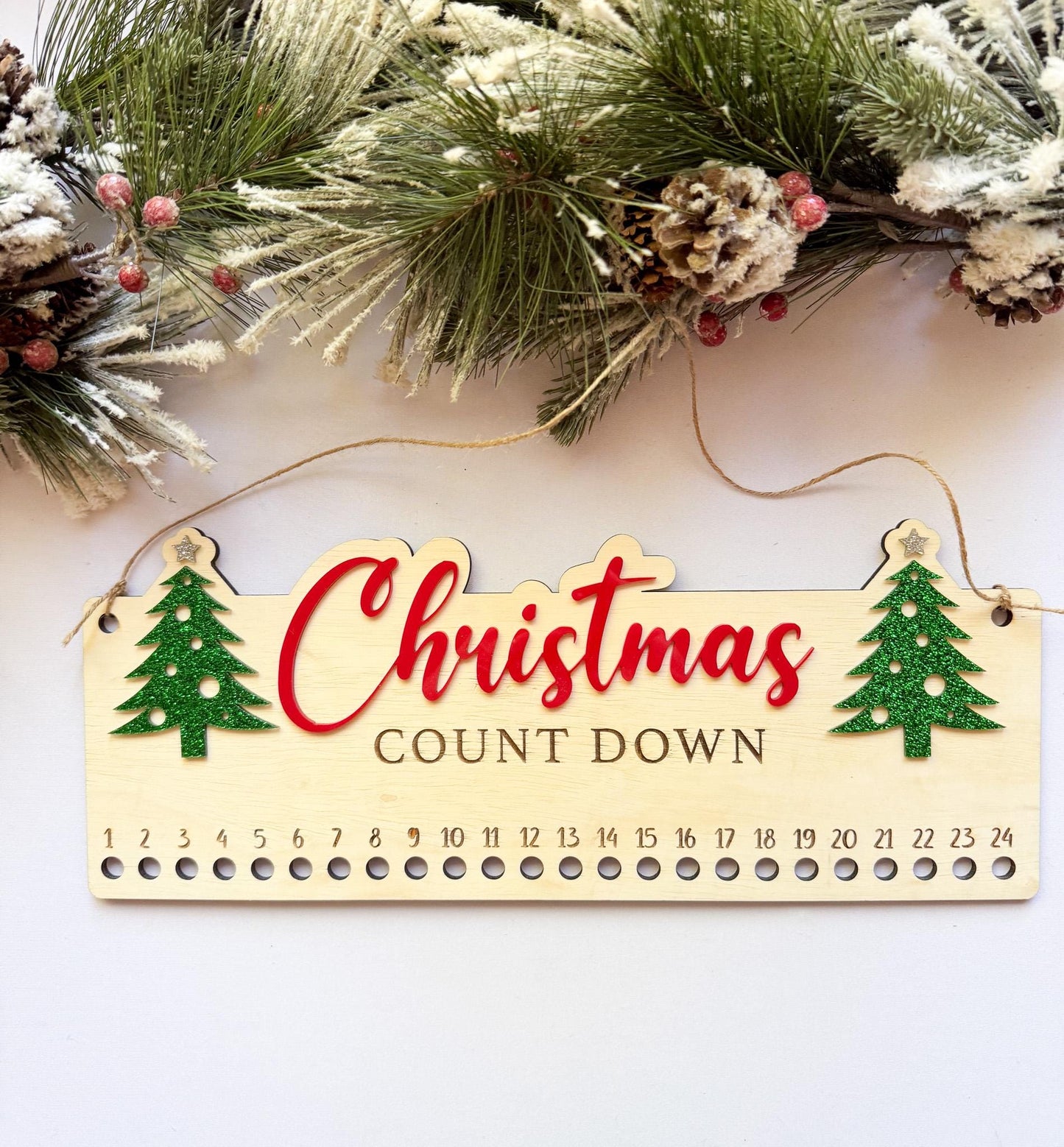 Christmas Countdown Candy Cane Holder | Wooden Advent Calendar | Laser Cut Holiday Decor | 3 Designs  Holly, Presents, Christmas Tree