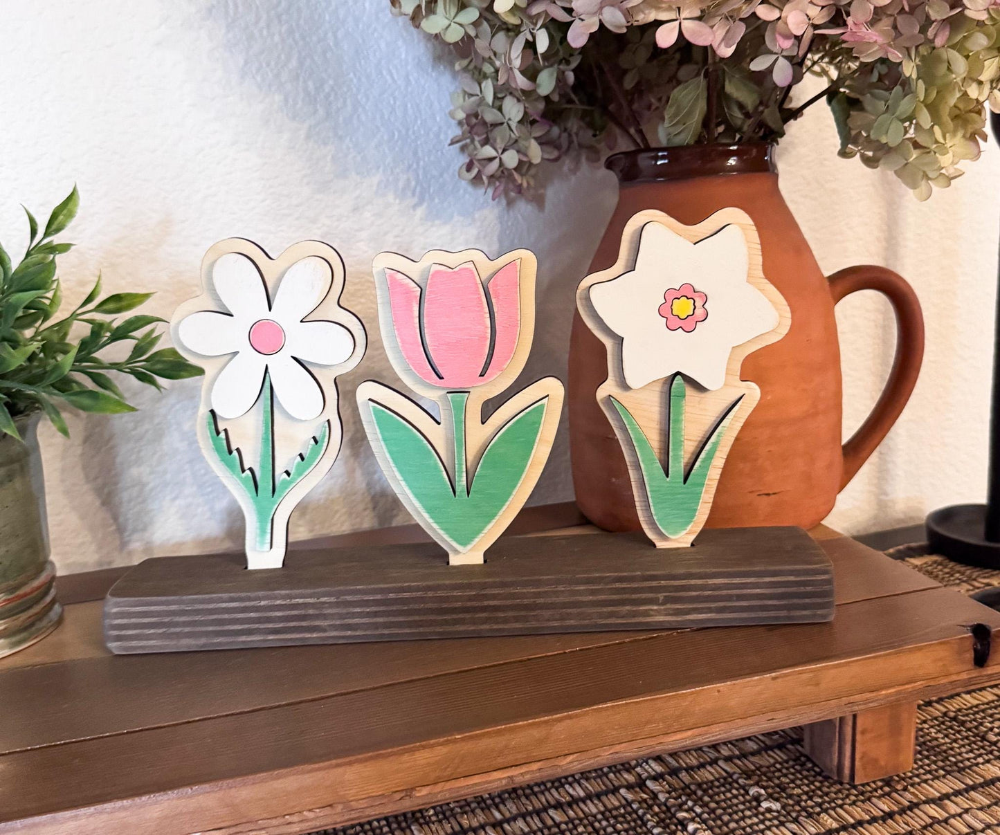 Sping Flowers bundle set.  Spring shelf decor. Spring Door hanger. Spring Gifts - Gift for Mom