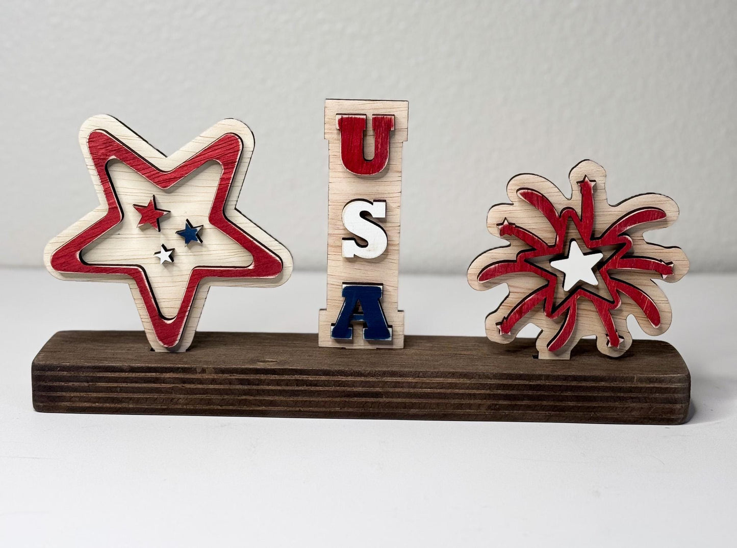 4th of July Wood Decor Bundle.  Inserts + Shelf Base
