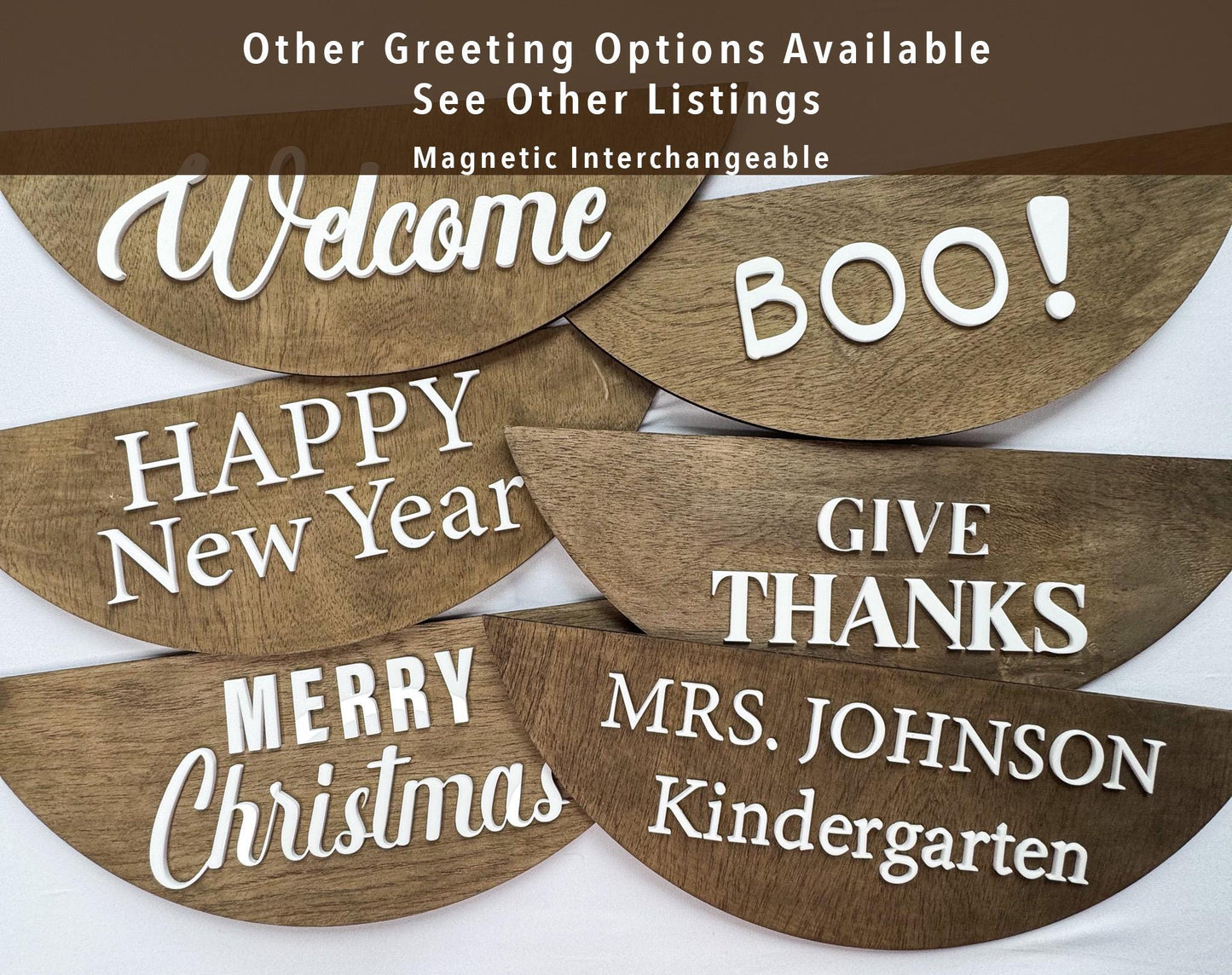 Interchangeable Christmas Door Hanger  Rustic Wood Holiday Sign with Inserts