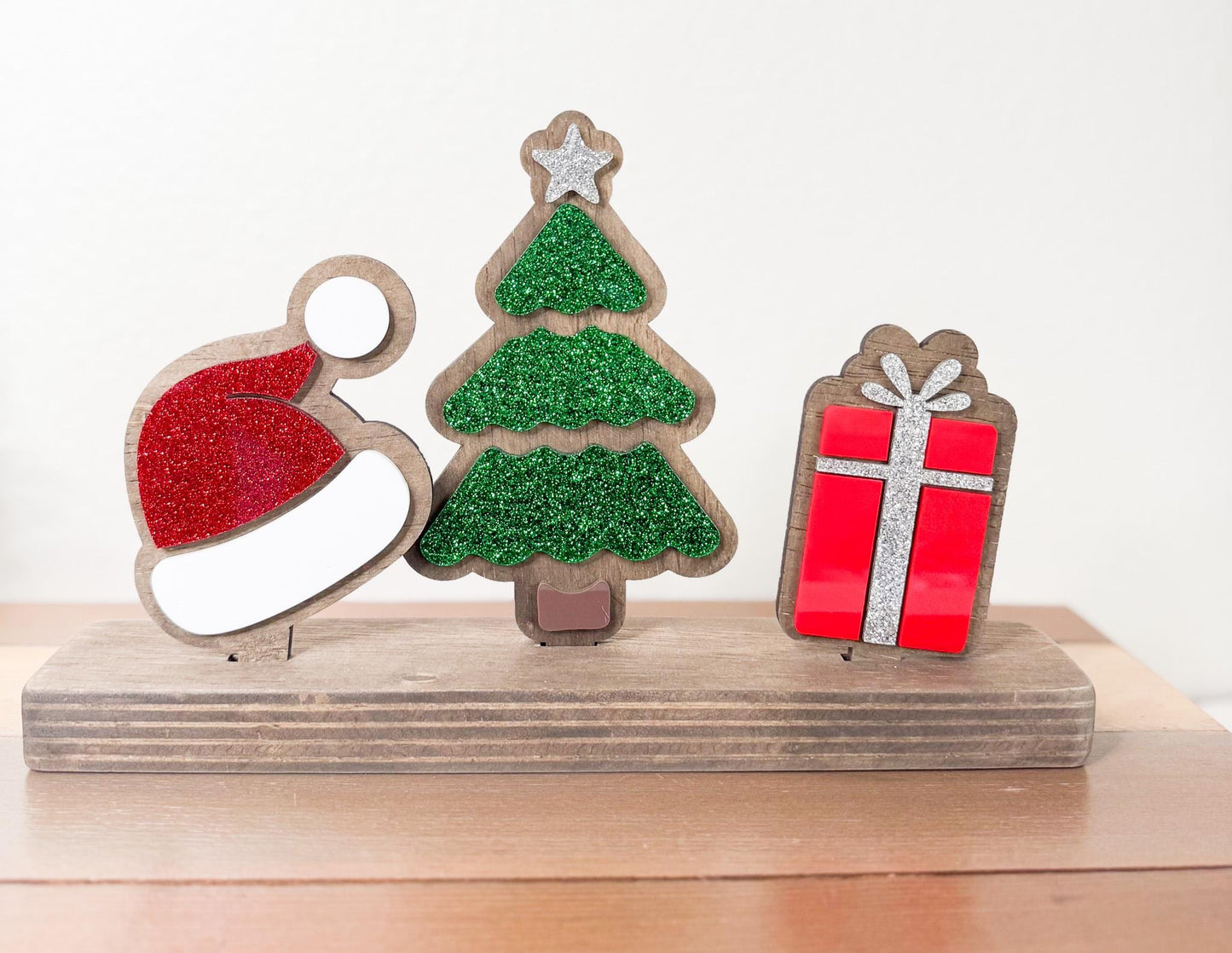 Interchangeable Christmas Decor Set, Santa Hat Tree Present Inserts