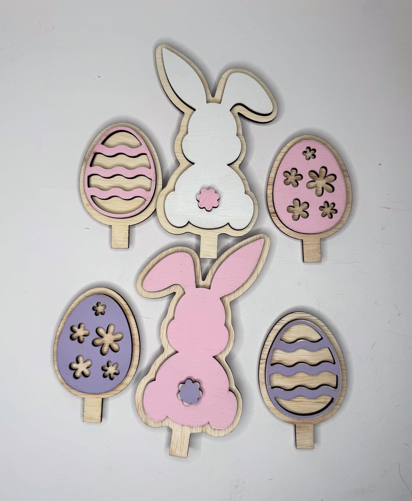 Easter Spring Wooden Inserts  Interchangeable Bunny, Egg and Flower
