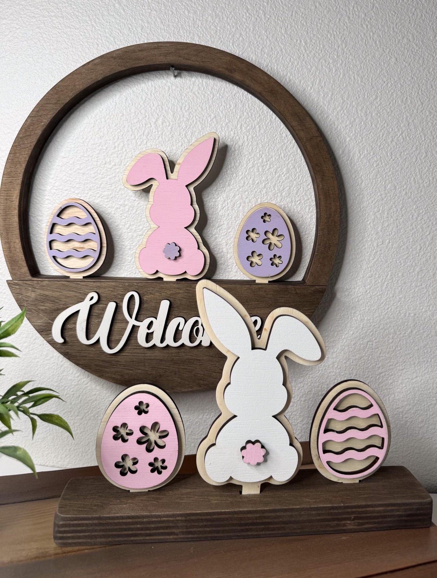 Easter Spring Wooden Inserts  Interchangeable Bunny, Egg and Flower