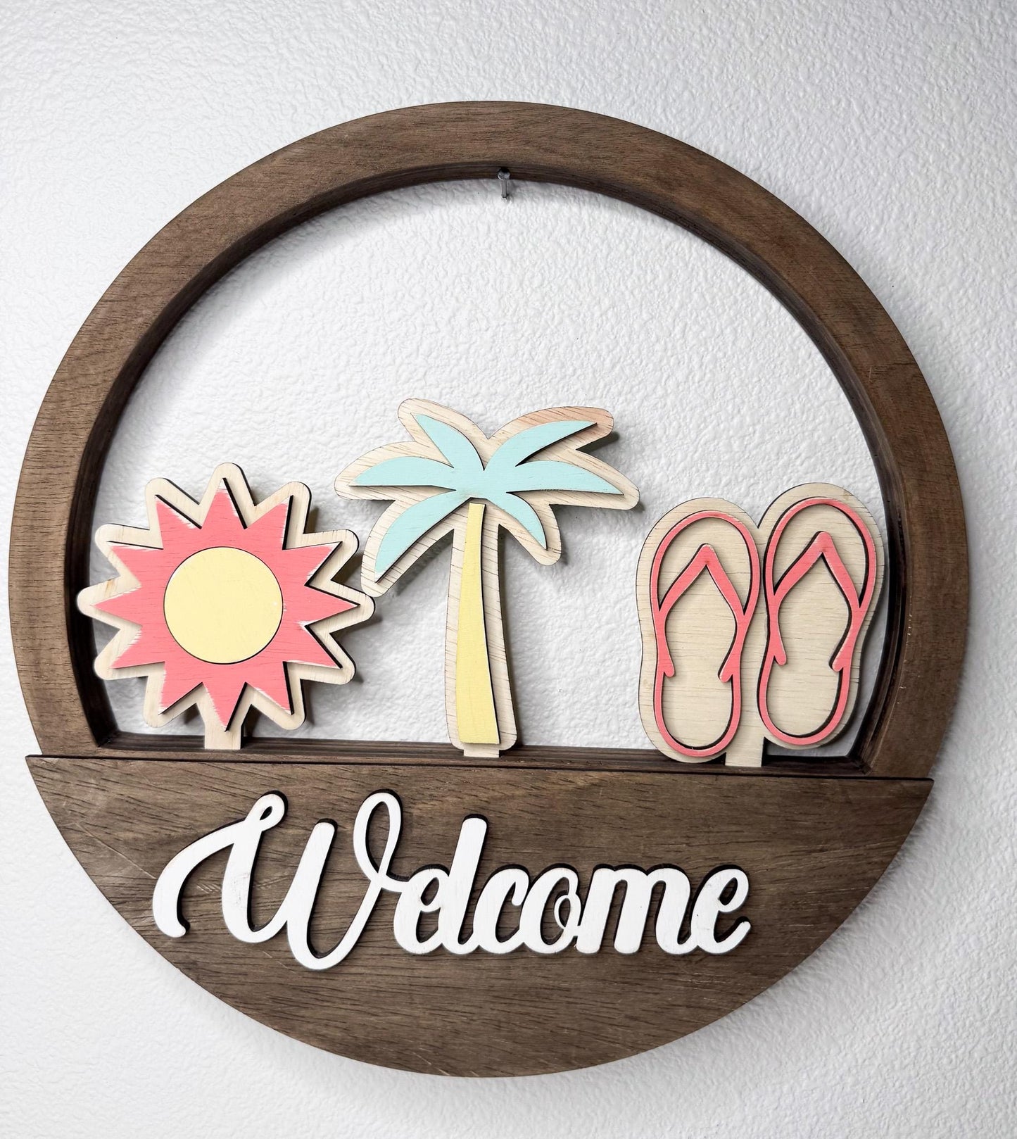 Summer Interchangeable Wooden Inserts  Flip Flops, Sun, Ice Cream, Palm tree, Popsicle