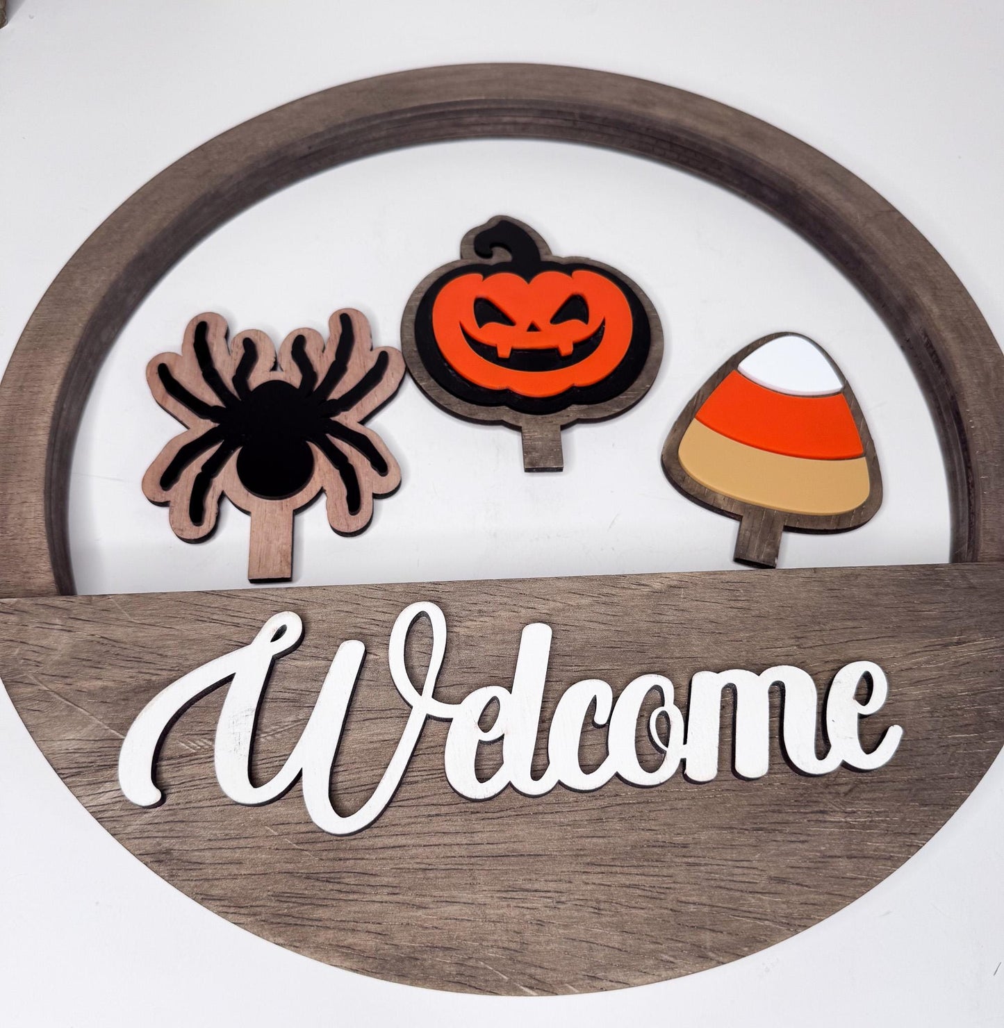 Halloween Door Hanger  Interchangeable Spider, Jack o Lantern, Candy Corn Inserts