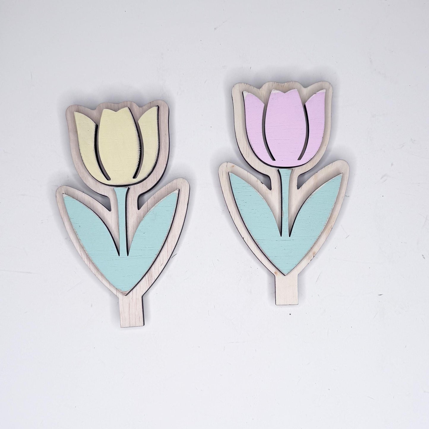 Spring Flowers Wooden Inserts  Interchangeable Tulip, Daffodil and Daisy
