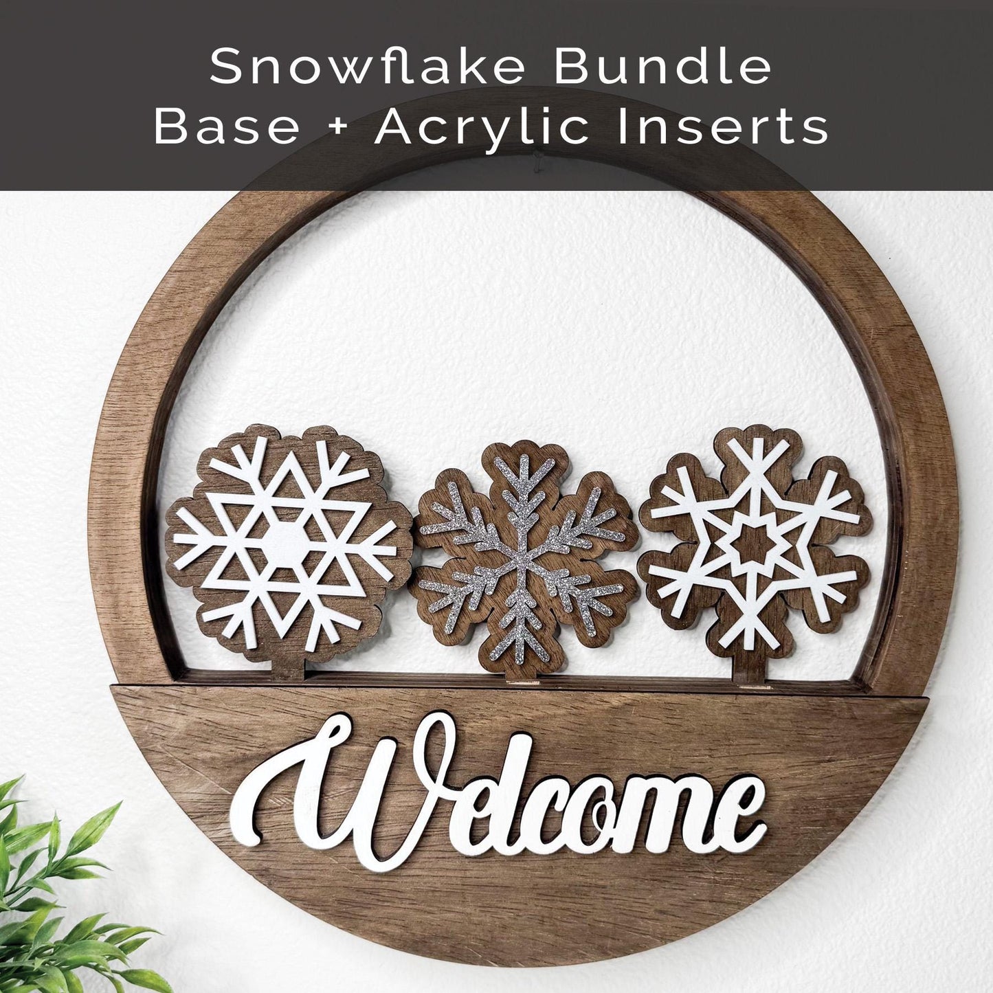 Interchangeable Snowflake Door Hanger: Winter Farmhouse Welcome Sign