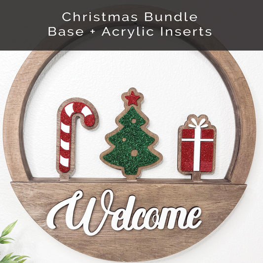 Christmas Door Hanger Bundle.  Inserts + Door Hanger Base