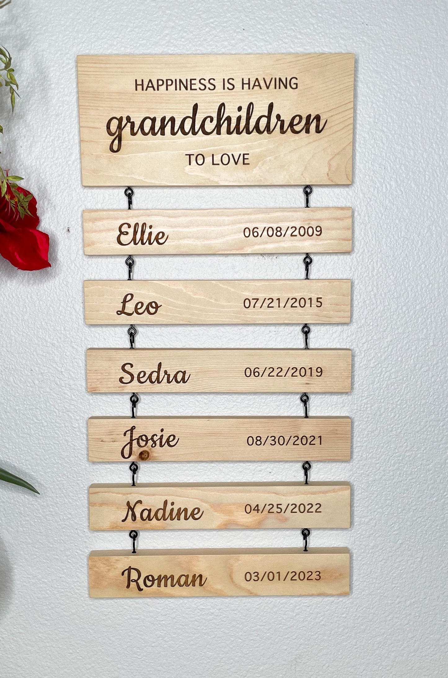 Grandchildren Customized Wood Engraved Sign