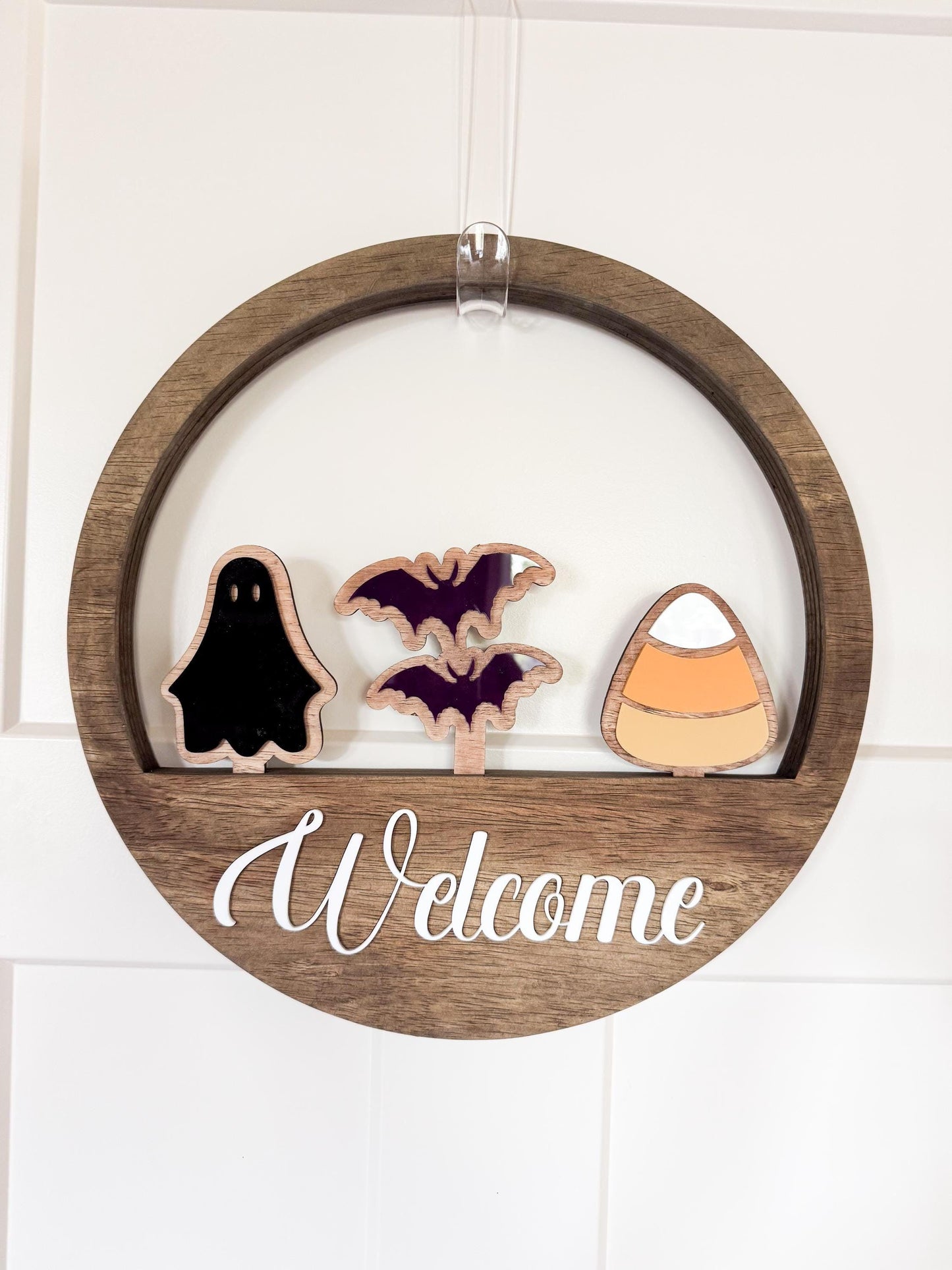 Halloween Door Hanger  Interchangeable Ghost, Bats, Candy Corn Inserts