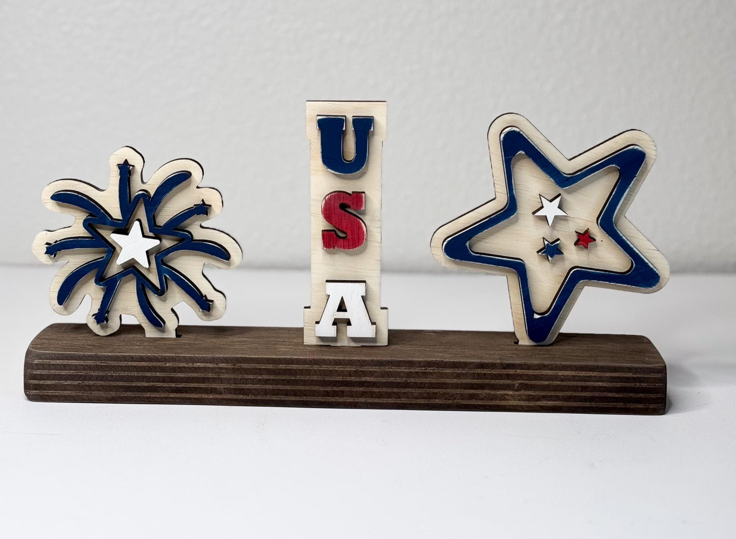 4th of July Wood Decor Bundle.  Inserts + Shelf Base