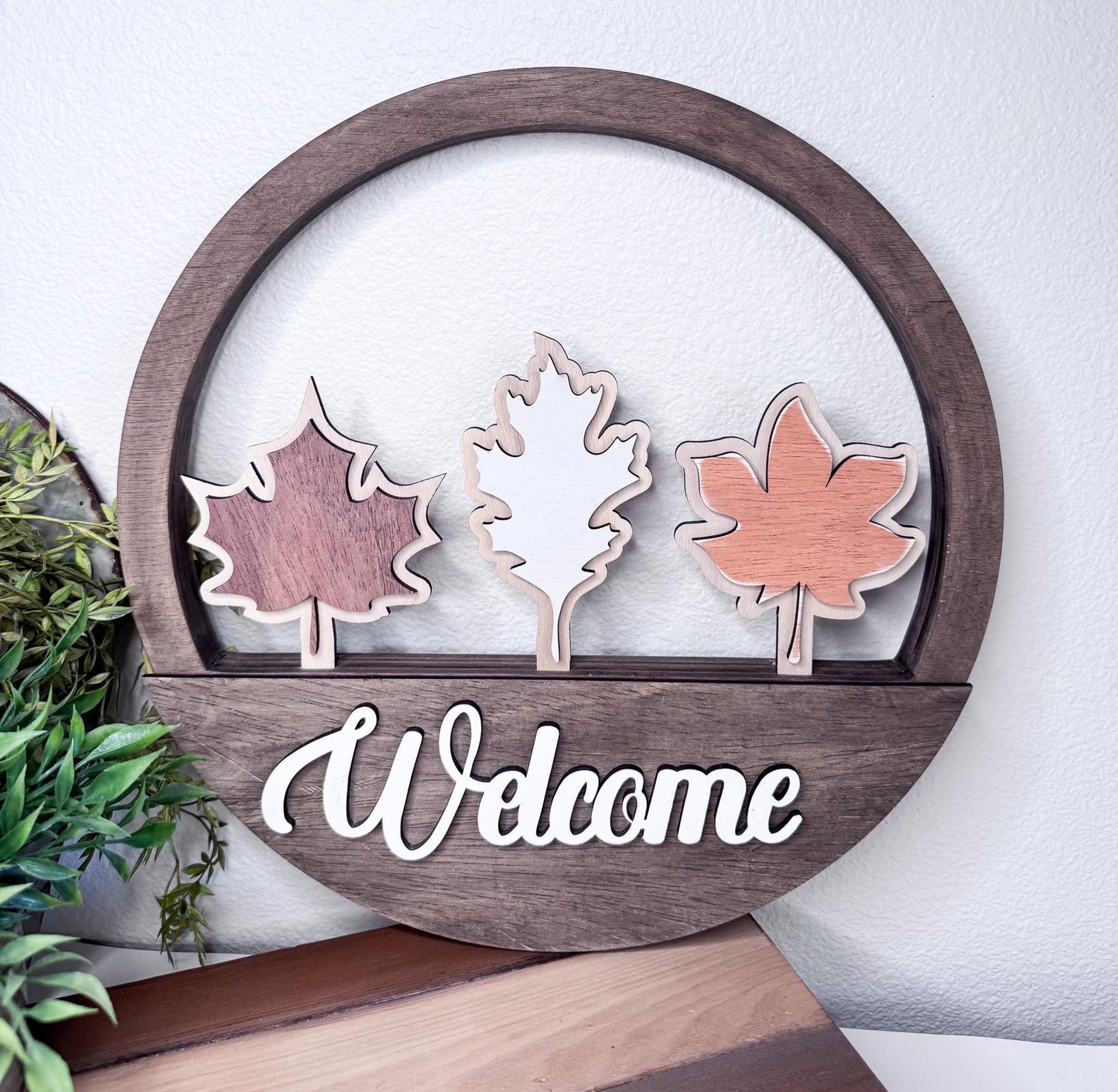 Fall Door Hanger Wreath  Interchangeable Leaves