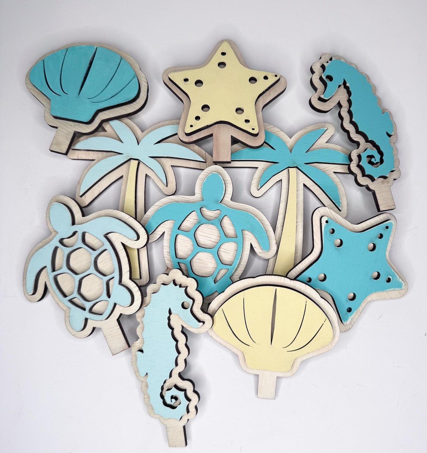 Interchangeable Coastal Wreath, Beach Door Decor, Sea Turtle Starfish Seashell Welcome Sign