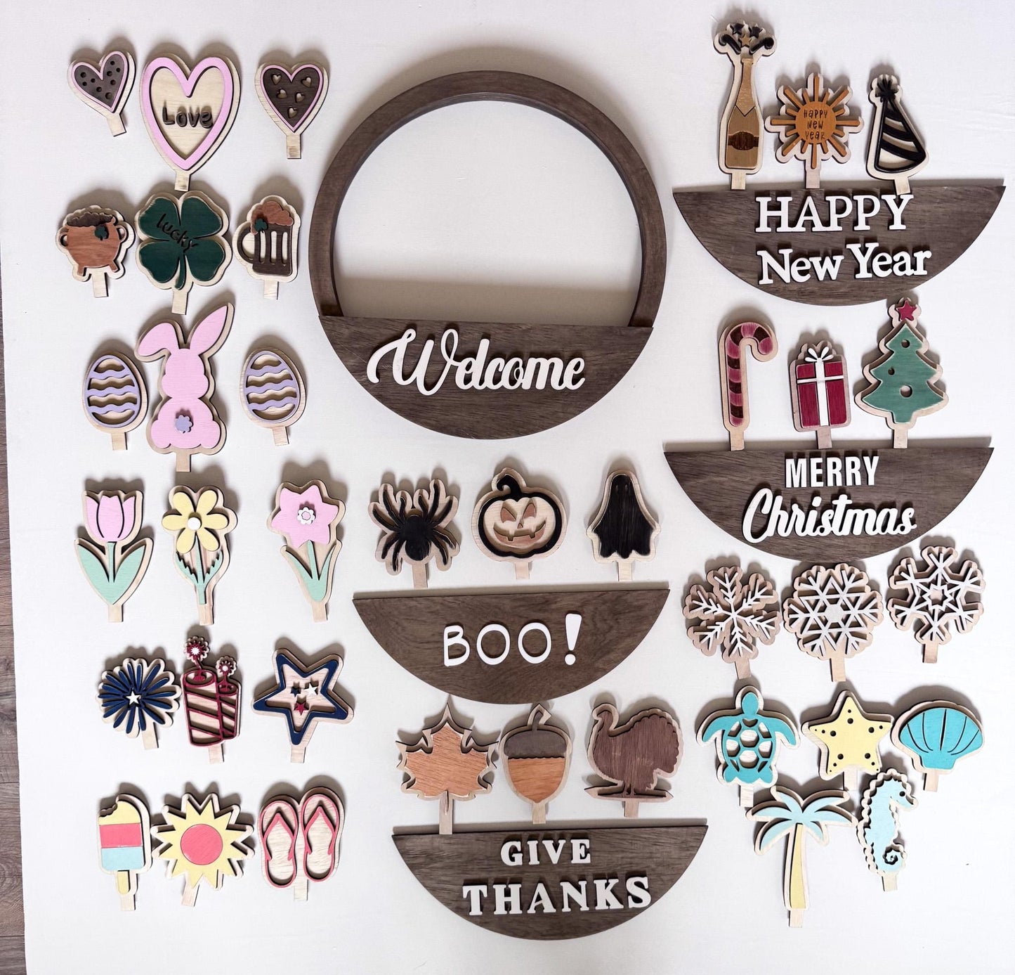 Fall Door Hanger Wreath  Interchangeable Leaves