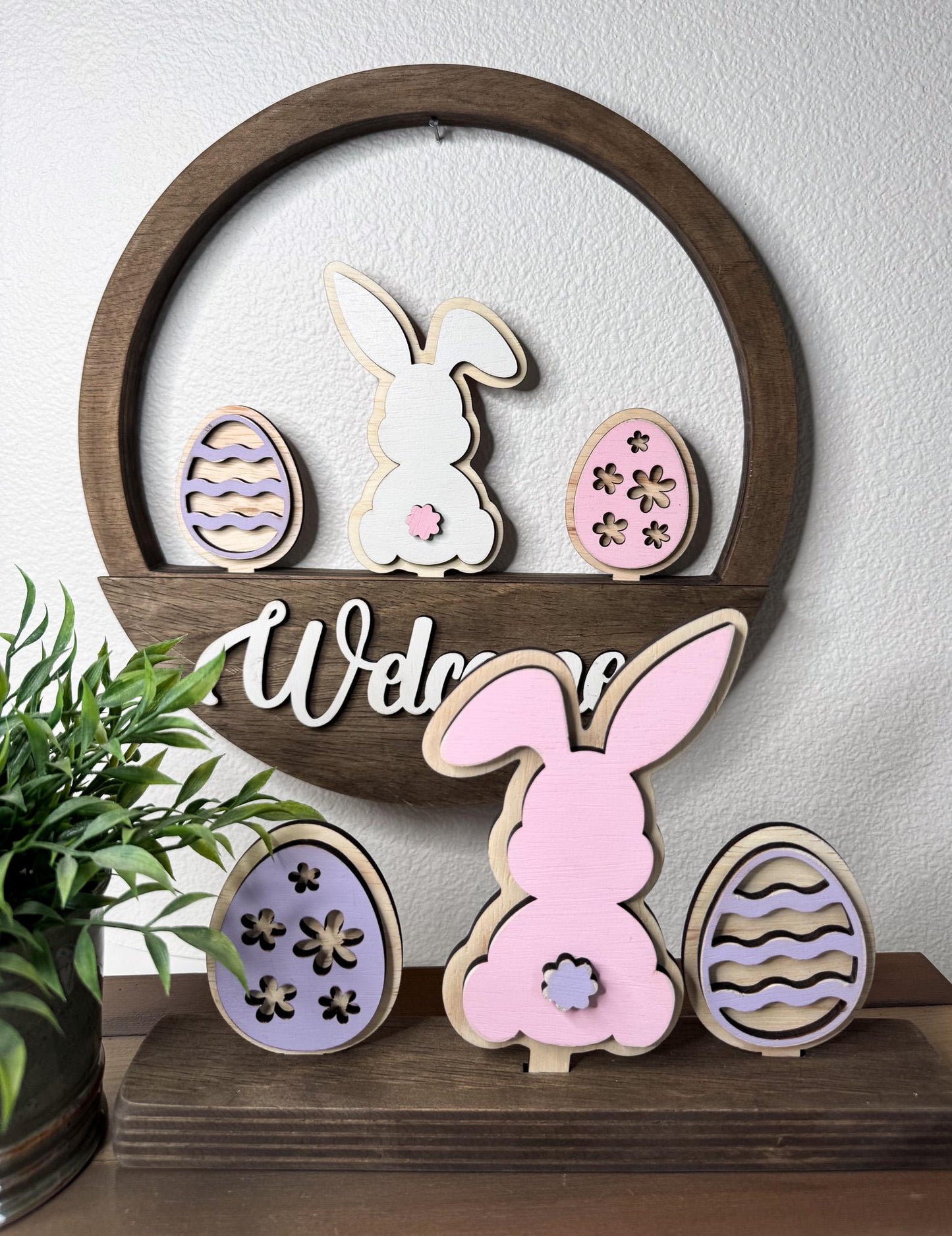 Easter Spring Wooden Inserts  Interchangeable Bunny, Egg and Flower