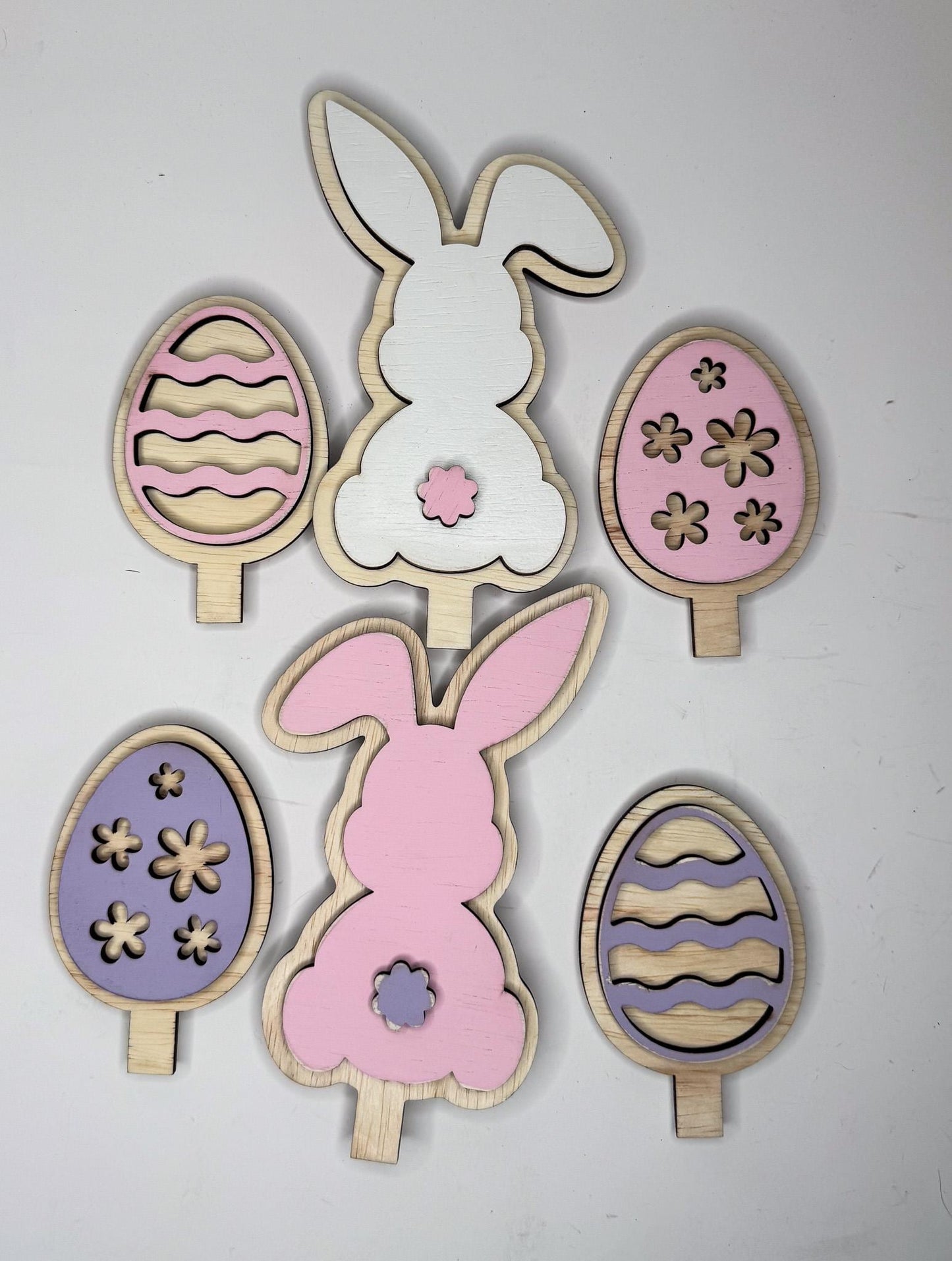 Easter Spring Wooden Inserts  Interchangeable Bunny, Egg and Flower