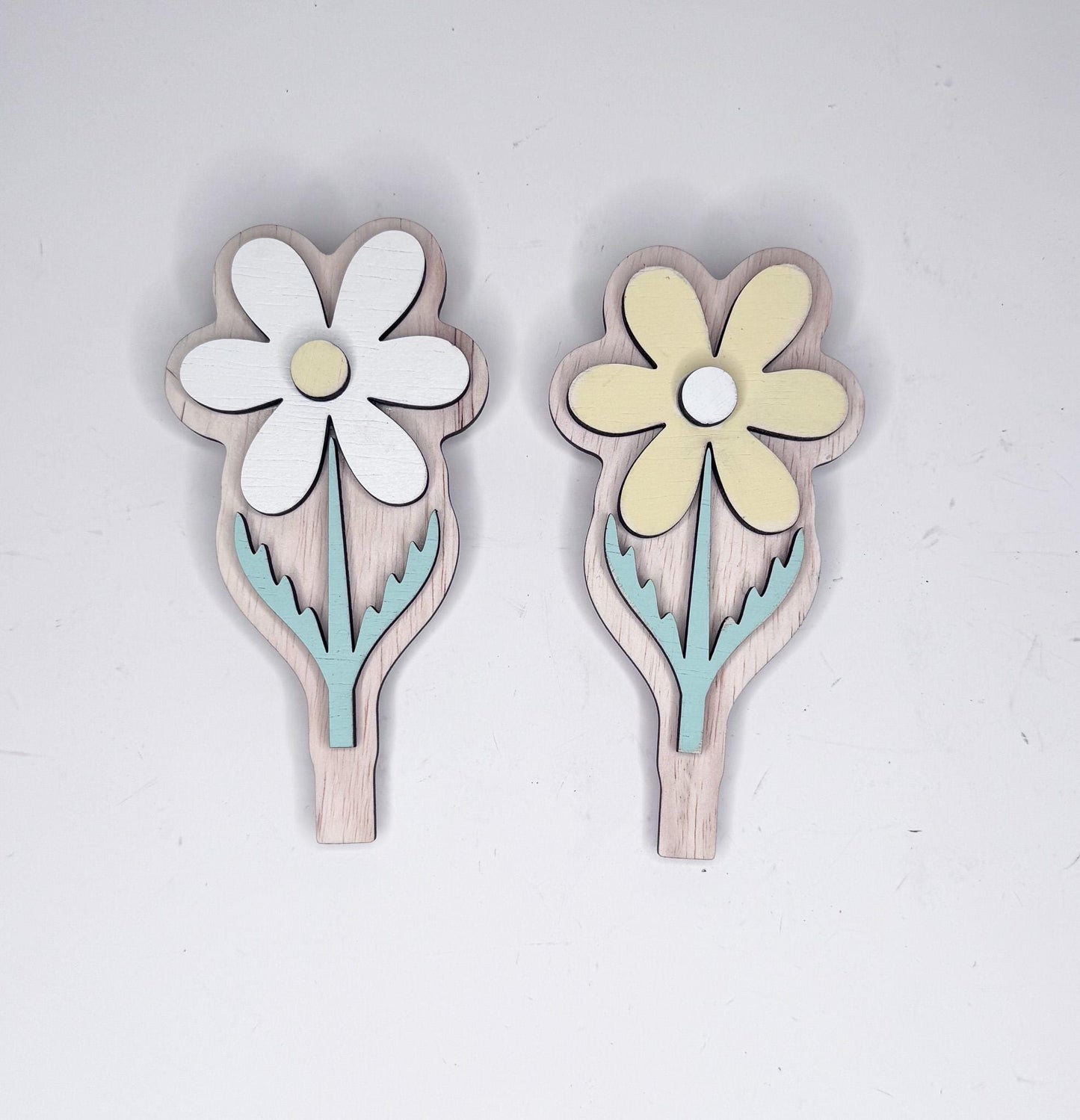 Spring Flowers Wooden Inserts  Interchangeable Tulip, Daffodil and Daisy