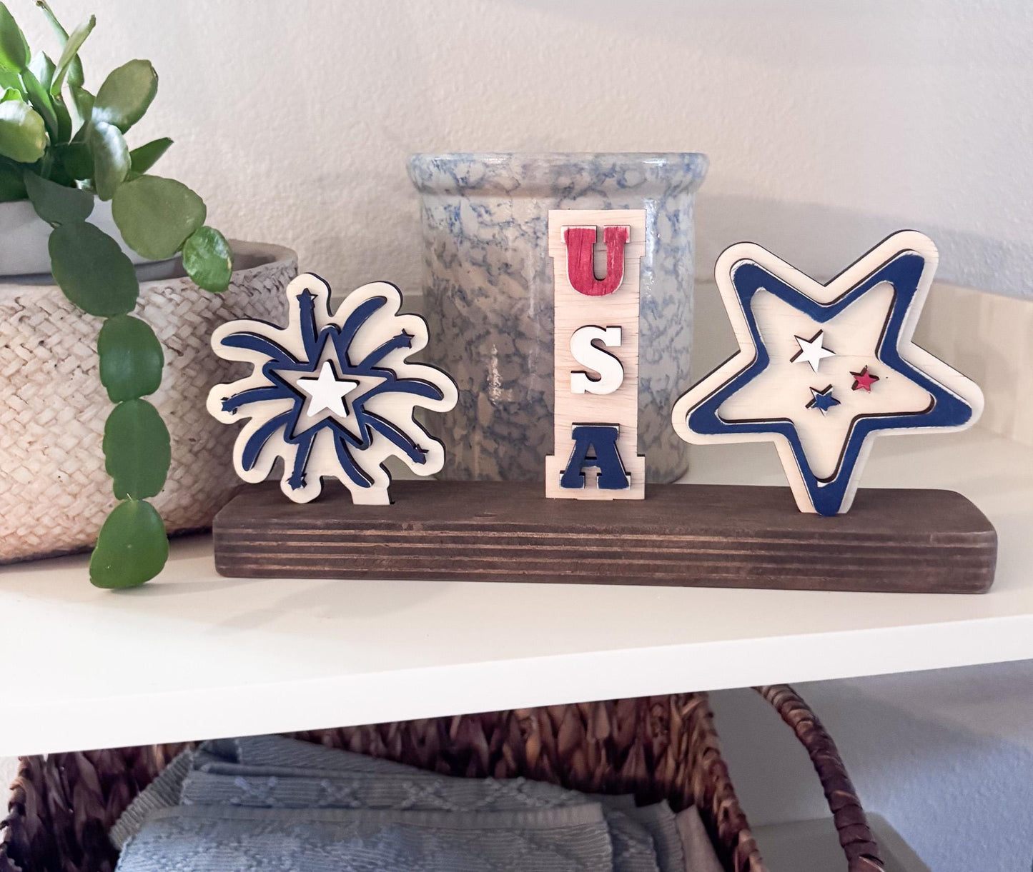 4th of July Interchangeable Wooden Inserts  Fireworks, Firecracker and USA