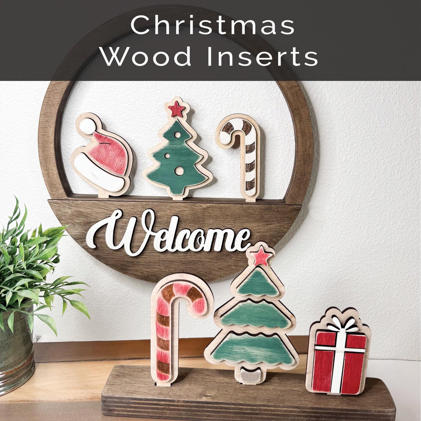 Christmas Interchangeable Inserts  Snowman, Present, Santa Hat, Candy Cane, Trees, Snowflakes